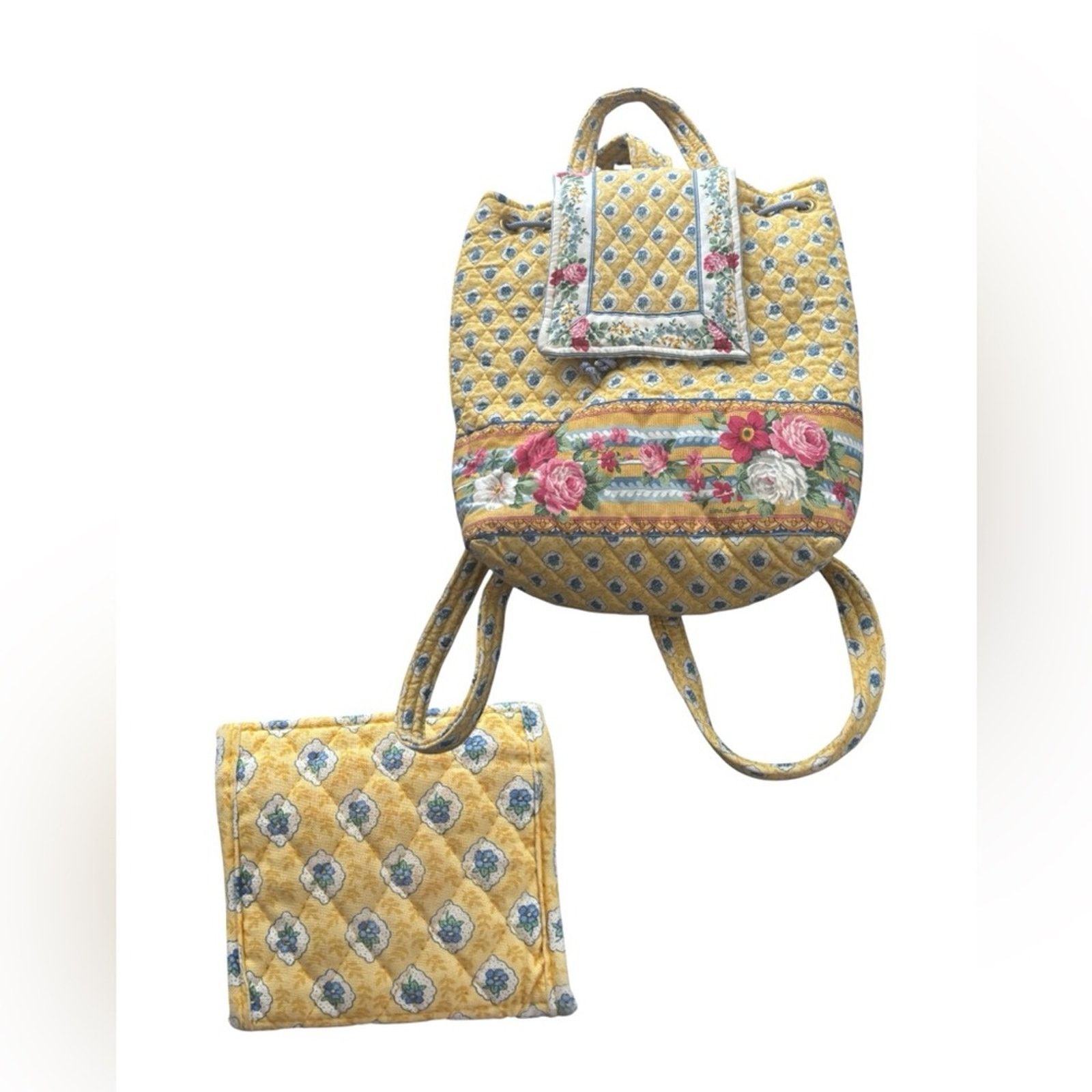 Vera Bradley Elizabeth Mimi Backpack W/ Wallet - Used in Yellow, Women's