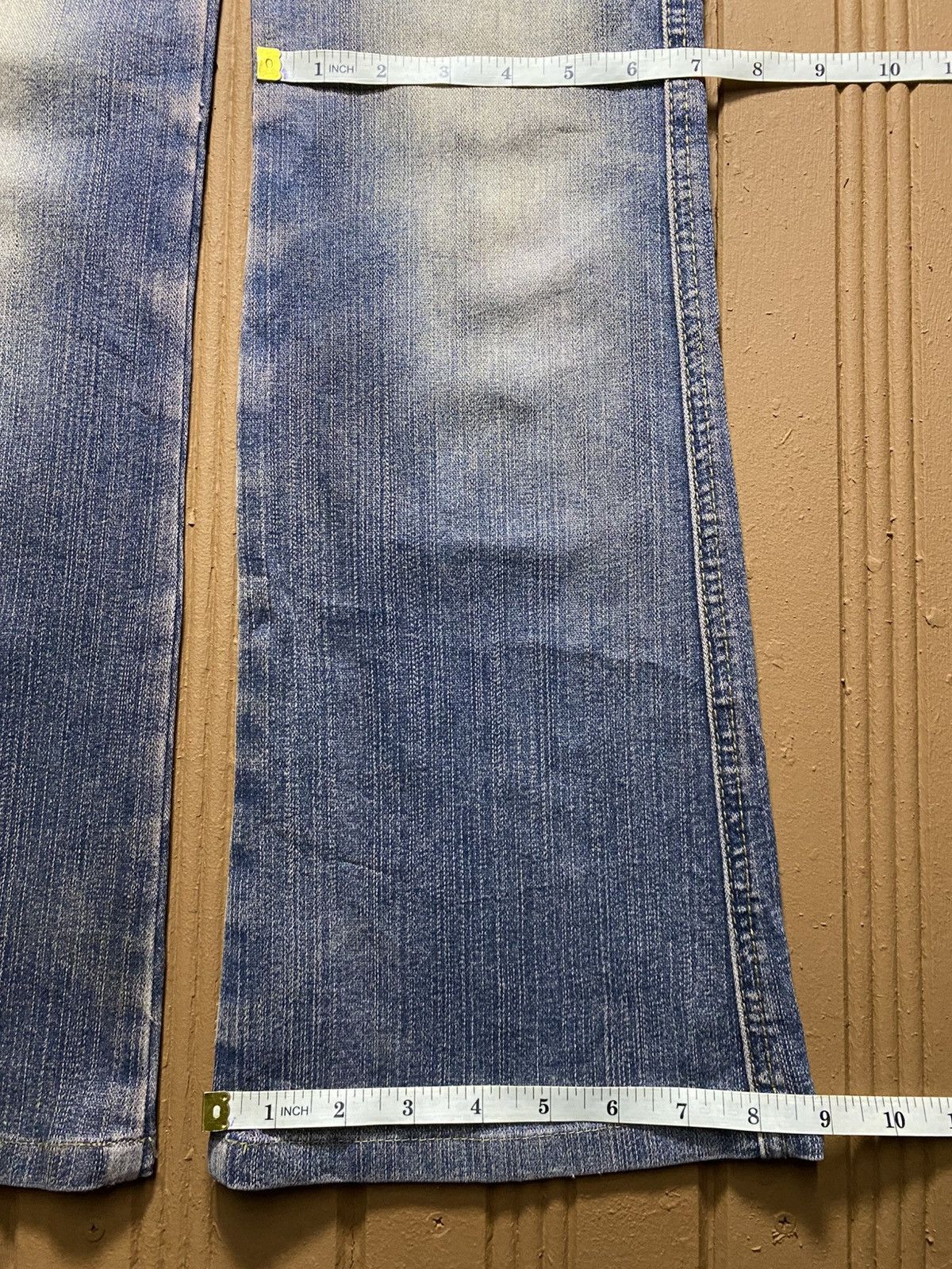 Hypebeast Japanese Brand 90’s Vibe Rue de France Fade Blue Flare Jeans Size US 29 - 16 Thumbnail