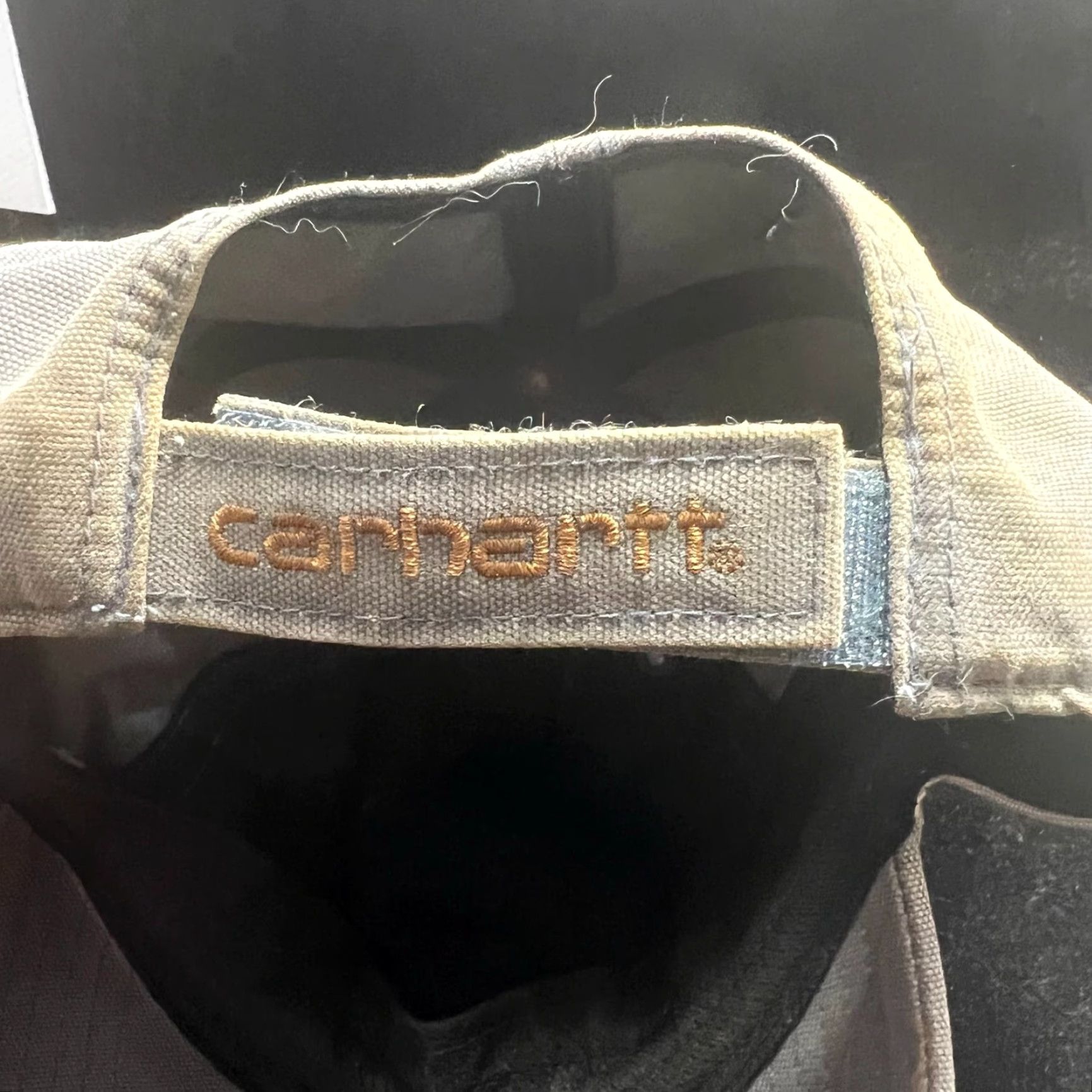 Carhartt VINTAGE? Wait no: Carhartt Leather Logo Strap Back Adjustable Cap Hat Men Gray Canvas Baseball Hat Mens Adjustable Carhartt Cap Size ONE SIZE - 6 Thumbnail