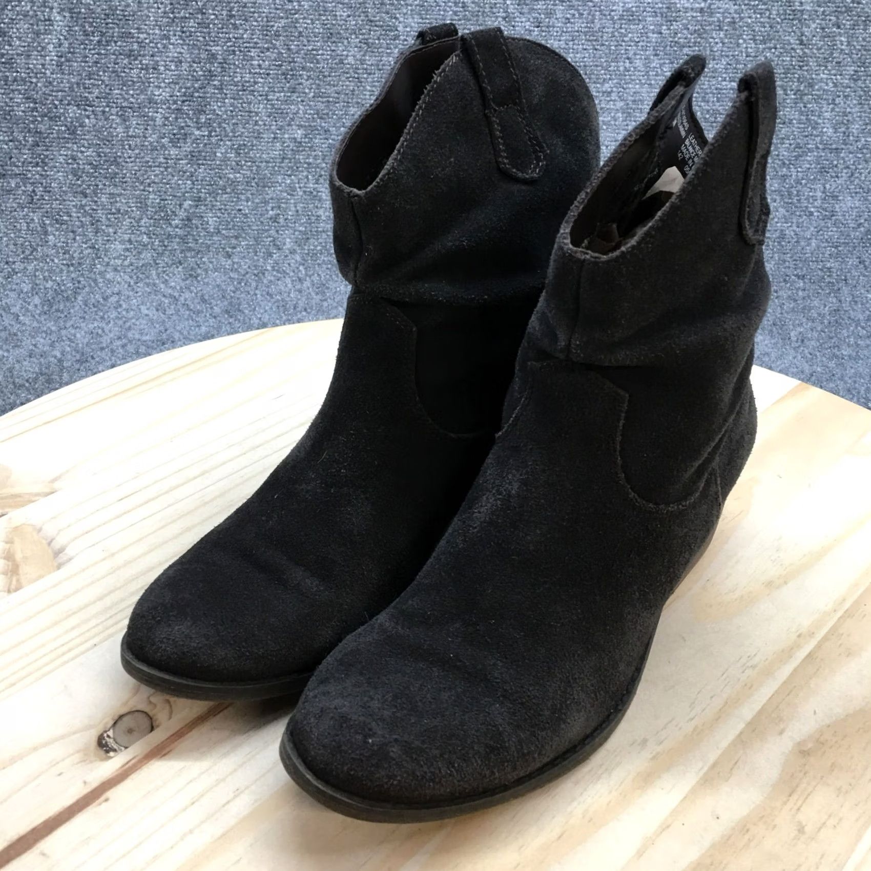 Vintage White Mountain Western Boots Womens 8.5 M Slammin Gray Leather Pull On Block Size US 9 / IT 39 - 3 Thumbnail