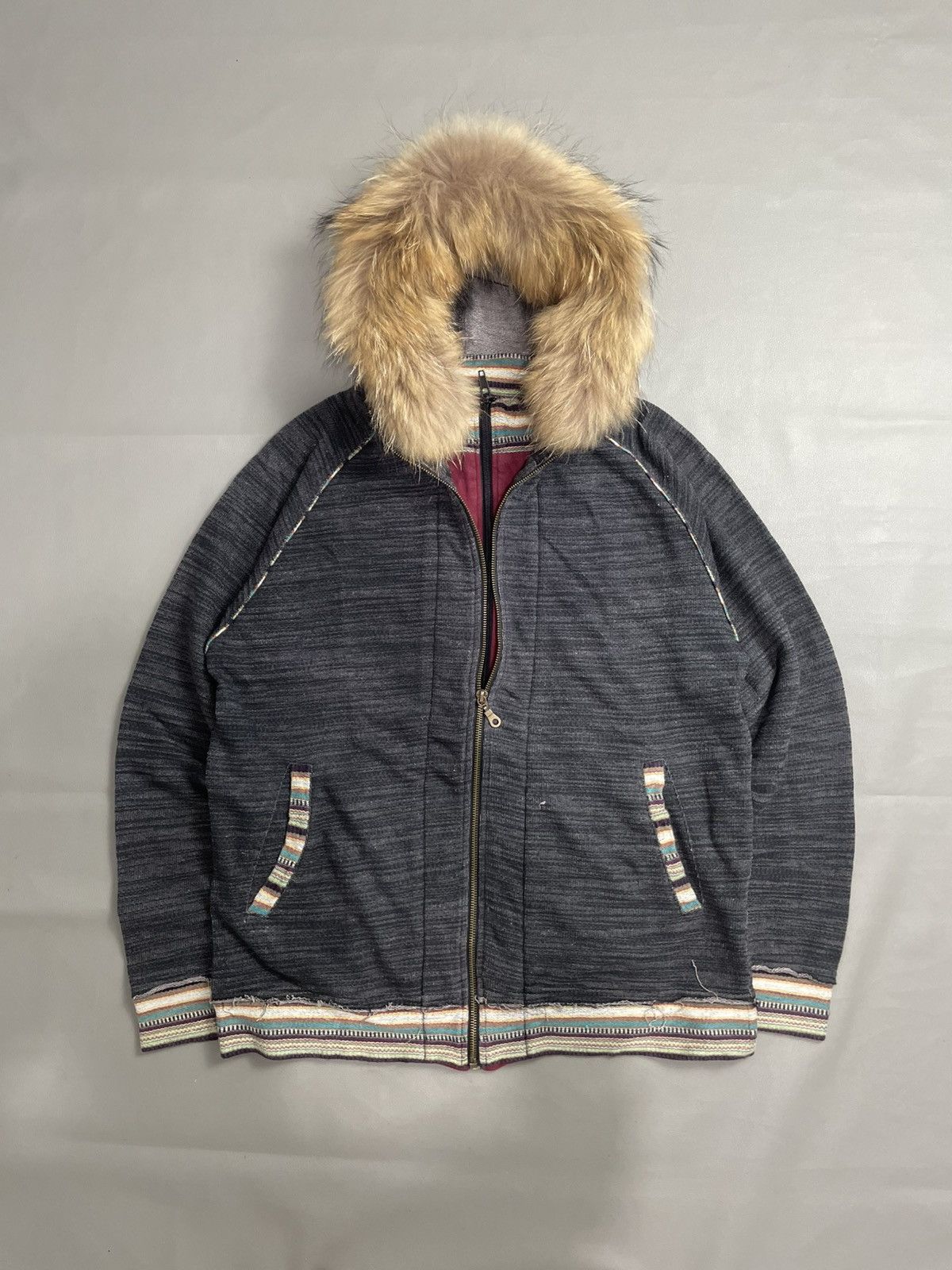 Japanese Distressed Fur Hoodie Double layer style