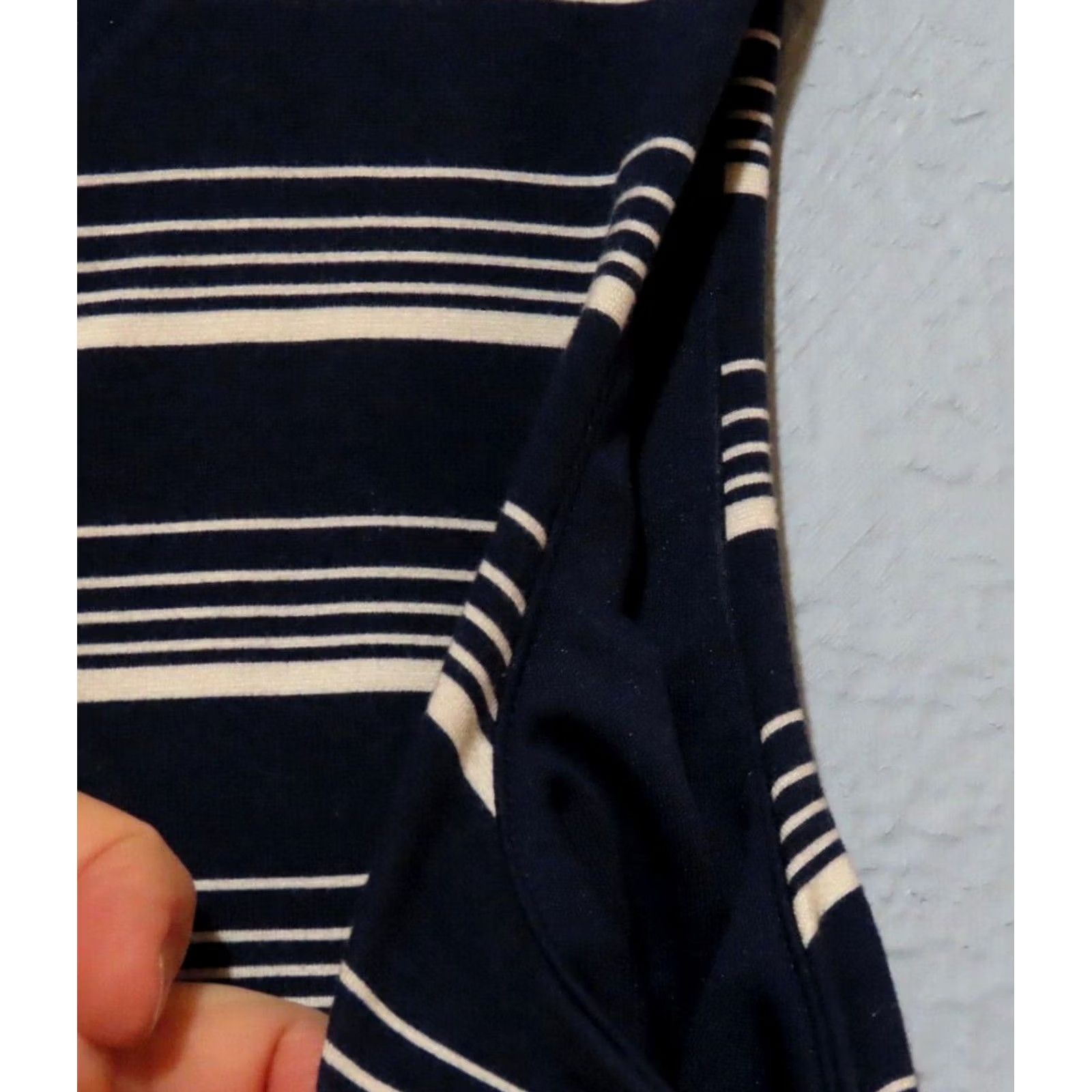 Lands' End Lands' End Womens Dress Navy White Striped Sleeveless Stretch Midi Knit Zipper Sheath Size 6 Regular Womens Size M / US 6-8 / IT 42-44 - 4 Thumbnail