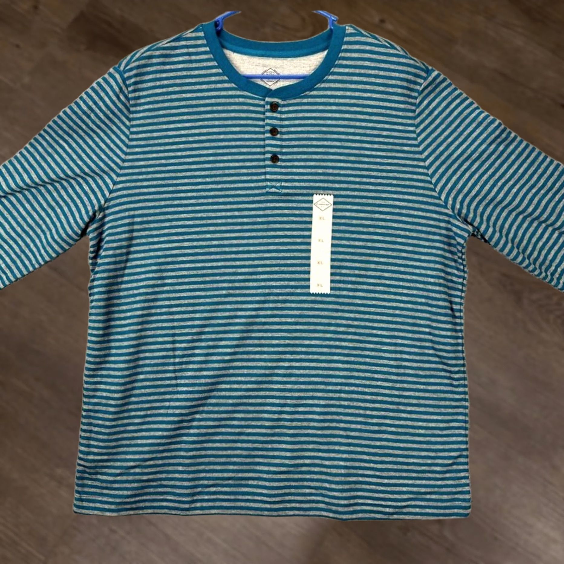 Vintage St. John's Bay Henley Sweater Mens XL Blue/Gray Striped Pullover Casual Knit Pocketless? Size US XL / EU 56 / 4 - 1 Thumbnail