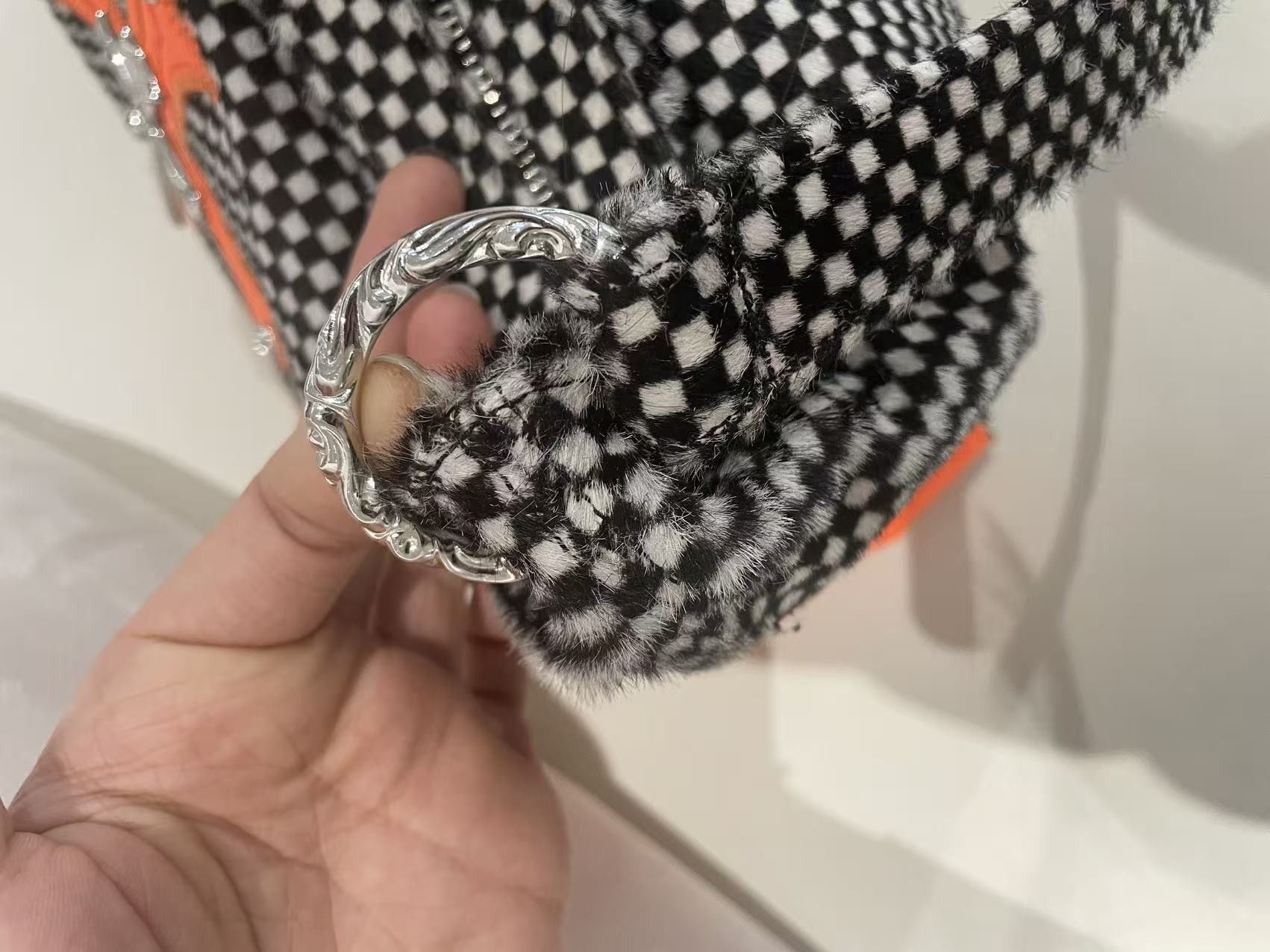 Chrome Hearts Chrome Hearts Cross Patch Pony Hair Checkerboard Lyon Bag Size ONE SIZE - 13 Thumbnail