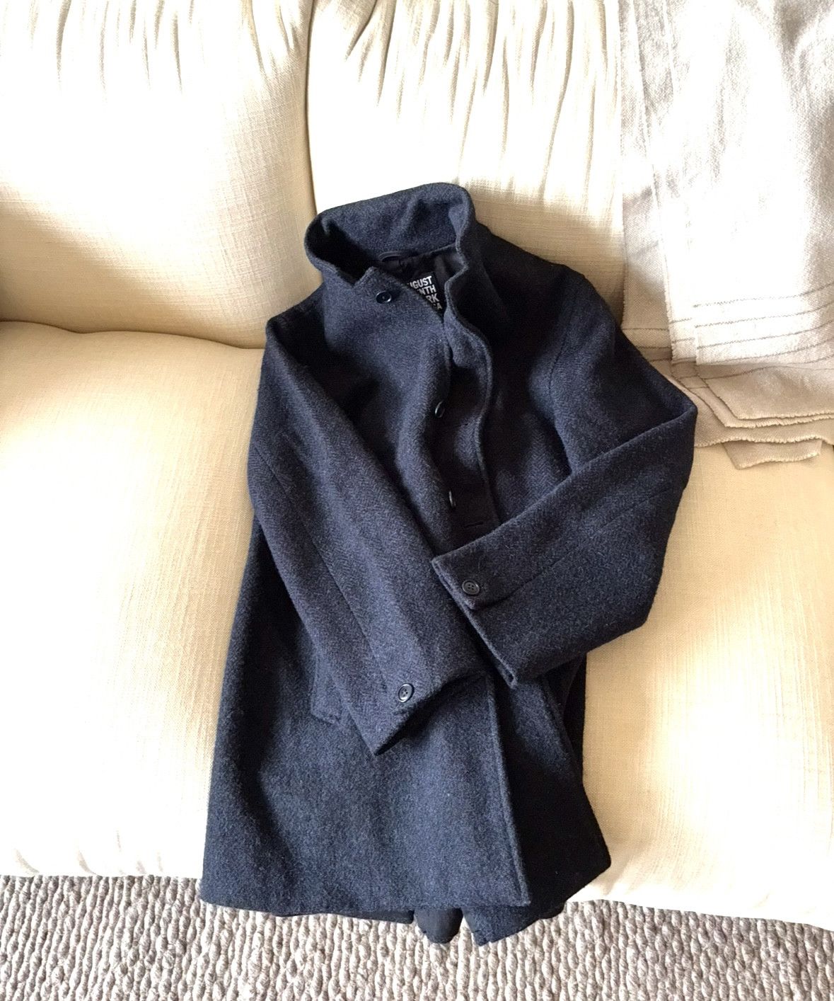 8.15 August Fifteenth Harris Tweed Wool Topper Topcoat Navy Mix Size US S / EU 44-46 / 1 - 11 Thumbnail