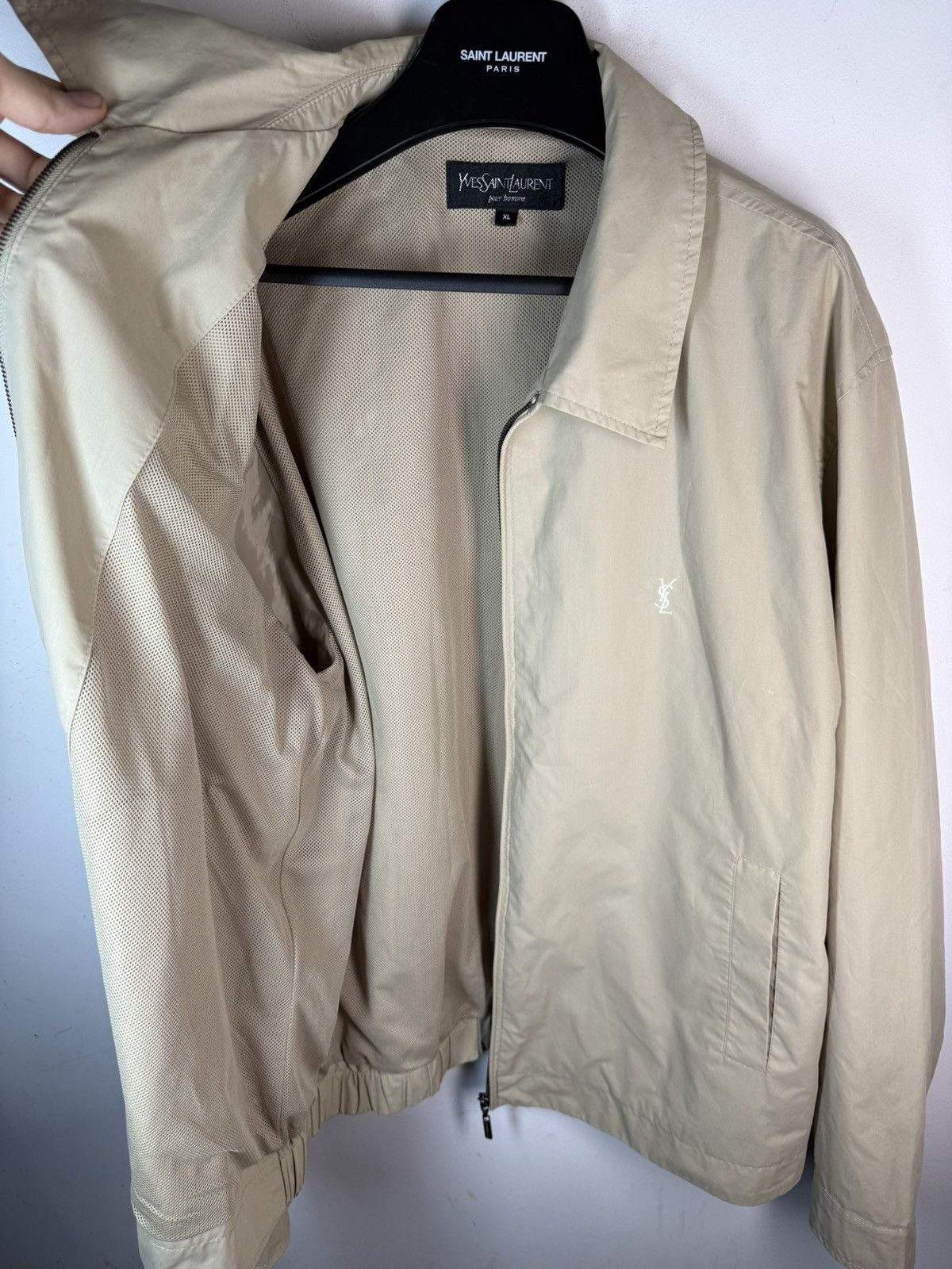 Yves Saint Laurent Beige YSL Jacket Bomber Zip Up Collar Vintage Logo y2k Size US XL / EU 56 / 4 - 10 Thumbnail