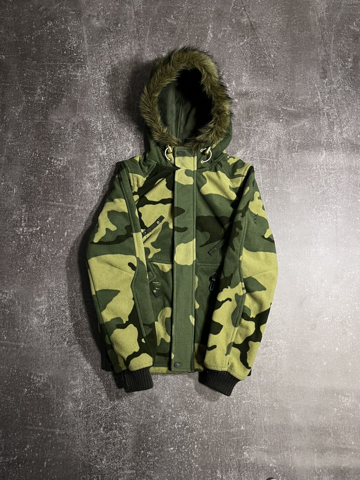 Japanese Brand 00s lgb if six was nine style camo bomber faux fur jacket Size S / US 4 / IT 40 - 3 Thumbnail