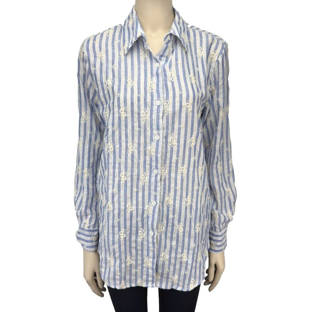 Other SENSUNIQ PARIS Stripe Blue White Button Up Floral Shirt sz M Size L / US 10 / IT 46 - 1 Thumbnail