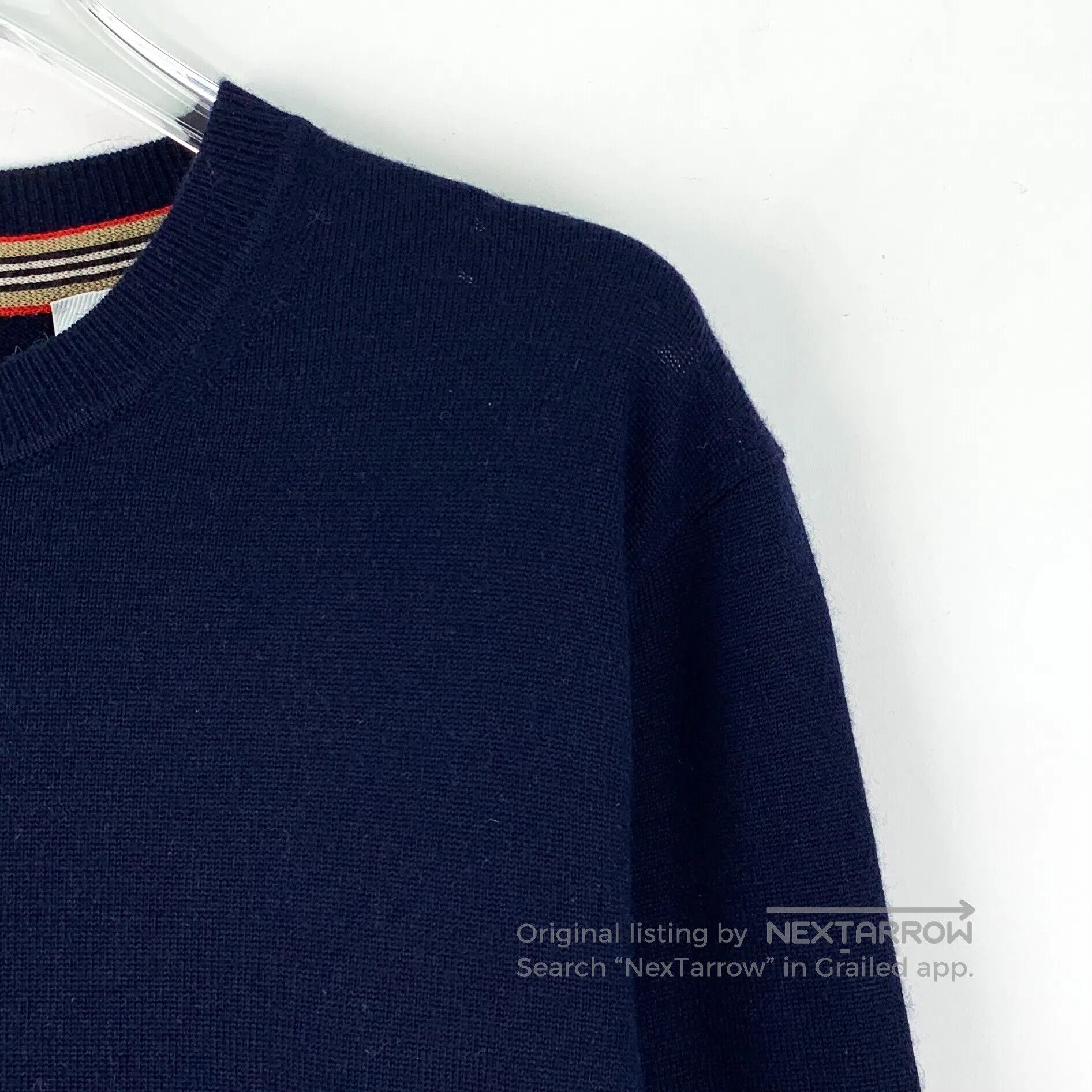 Burberry Burberry Navy blue striped mixed cashmere wool round neck Size US M / EU 48-50 / 2 - 3 Thumbnail