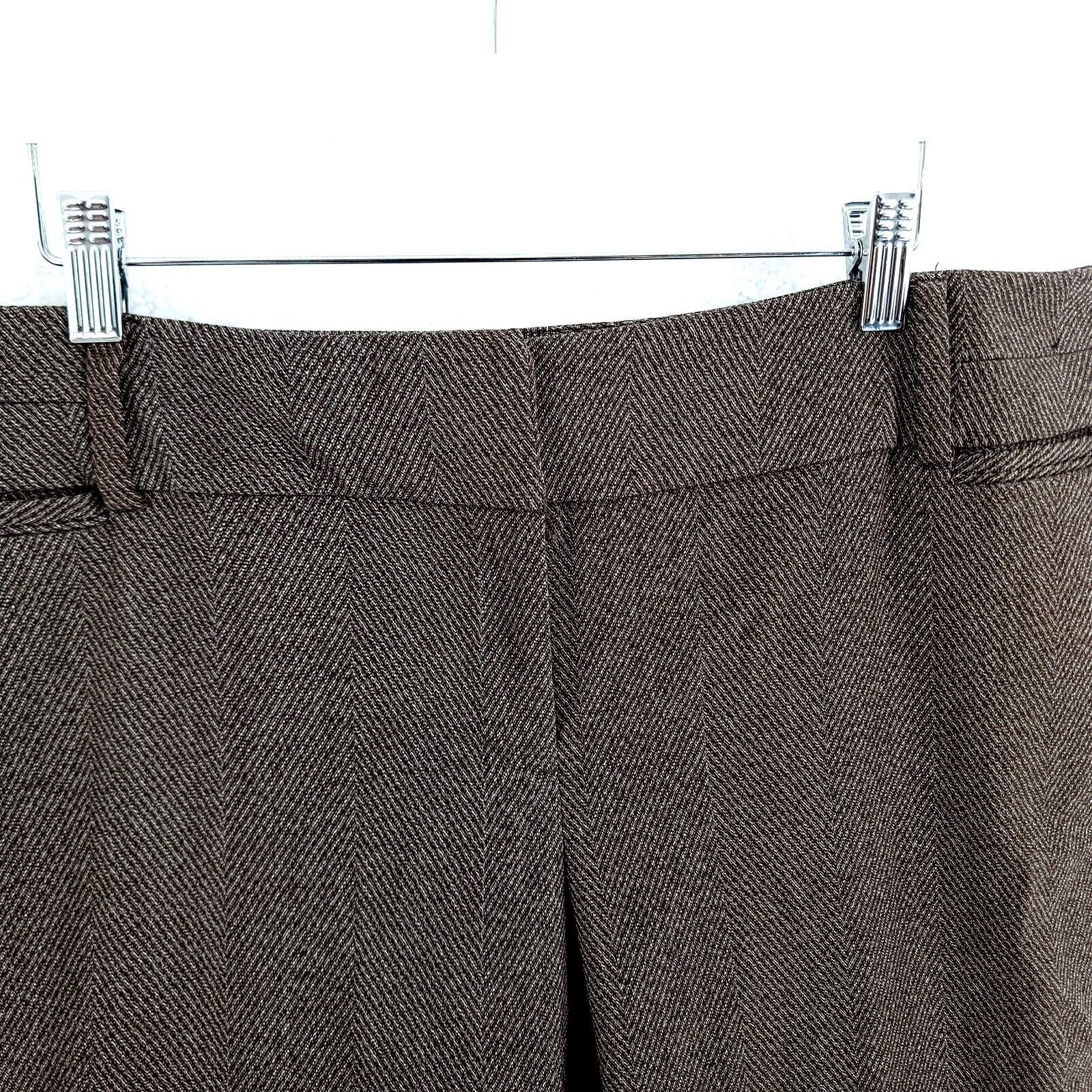 Designer New York & Company 7TH Avenue Polyester Brown Herringbone Dr Size 37" - 2 Thumbnail