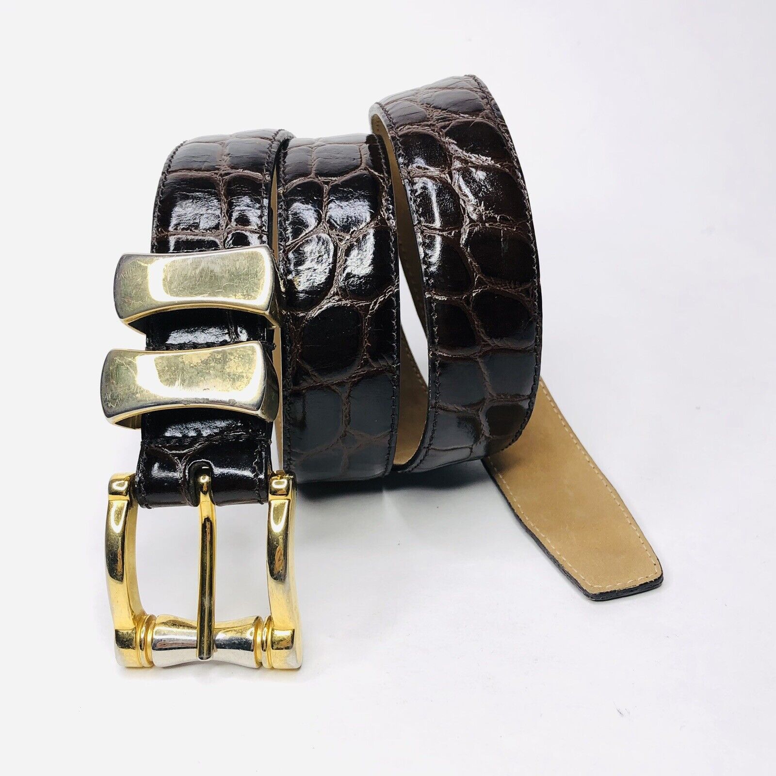 Other Vtg WCM NY CROC Embossed ITALIAN Calfskin Leather Sz L Size ONE SIZE - 1 Thumbnail