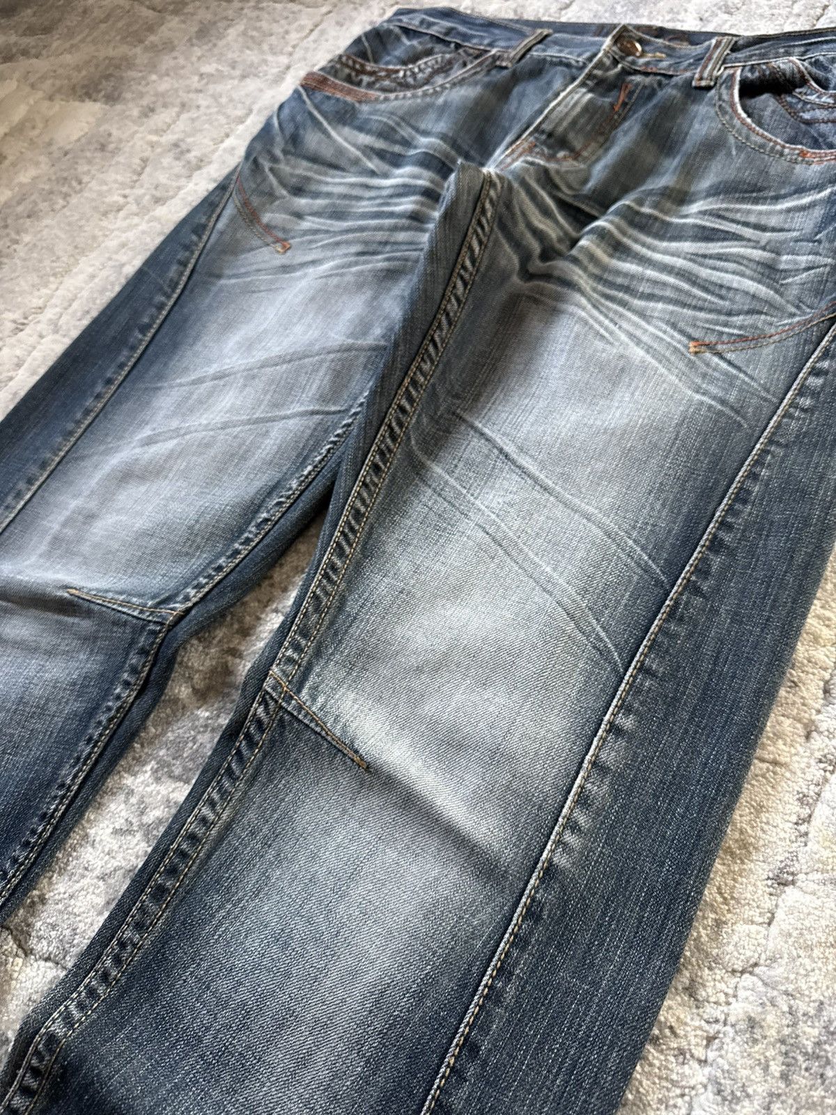 If Six Was Nine Ikka Japan Paneled Cut & Sew Claw Mark Fade Wash Jeans Size US 32 / EU 48 - 8 Thumbnail