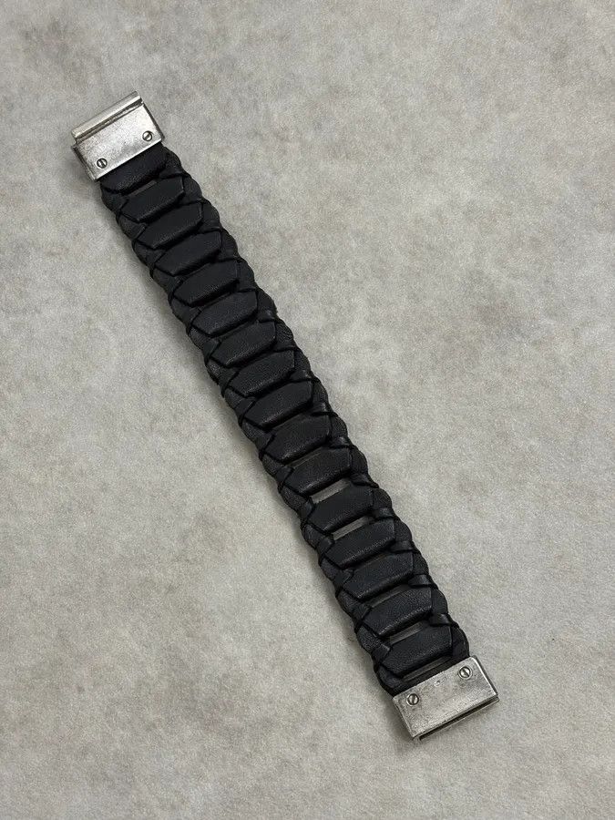 Emporio Armani 2010s Emporio Armani Black Leather Bracelet Size ONE SIZE - 5 Thumbnail