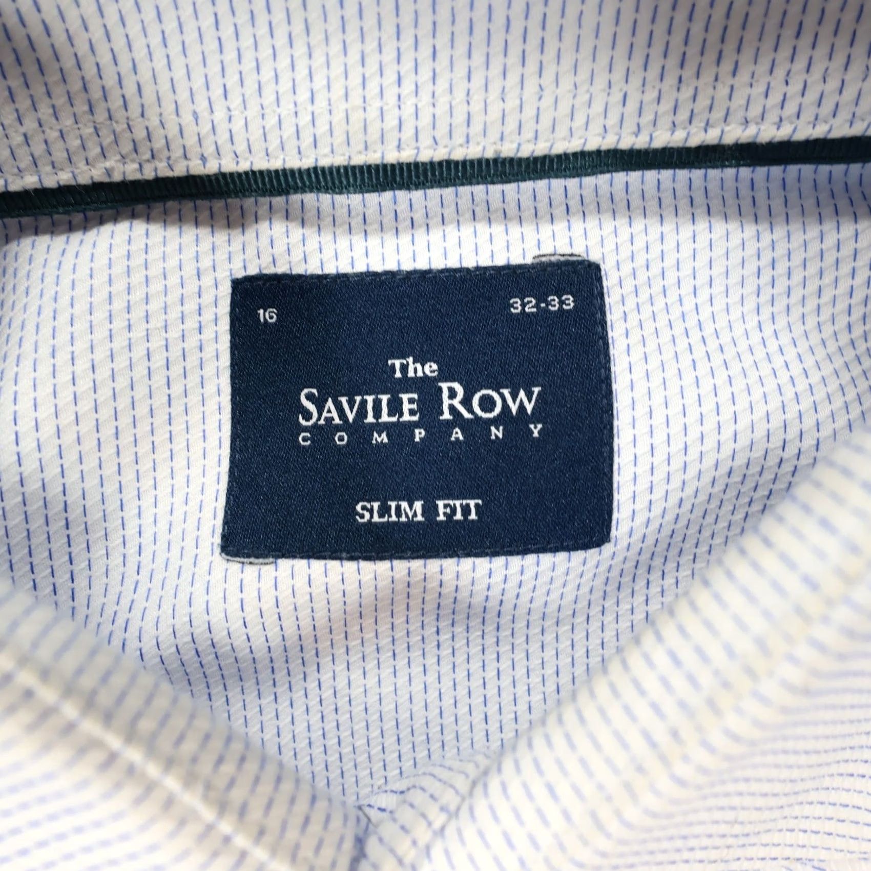 Vintage The Savile Row Company Dress Shirt Mens 16 32-33 Blue Slim Fit Cotton Size 42R - 7 Thumbnail