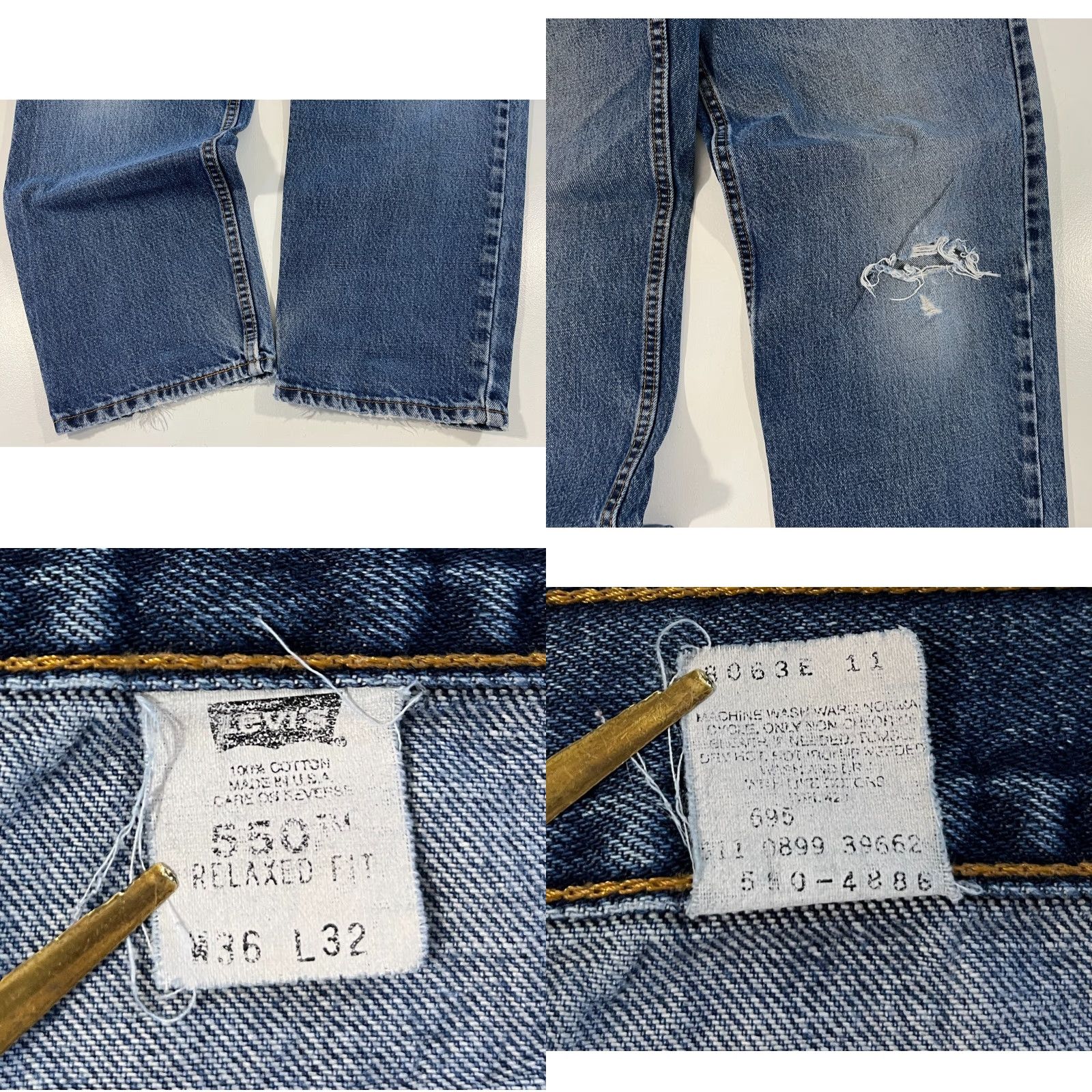 Levi's Levi's 550 Jeans Men Vintage 90s Distressed Relaxed Fit Made in USA 36x32 Blue Denim Size US 36 / EU 52 - 8 Thumbnail