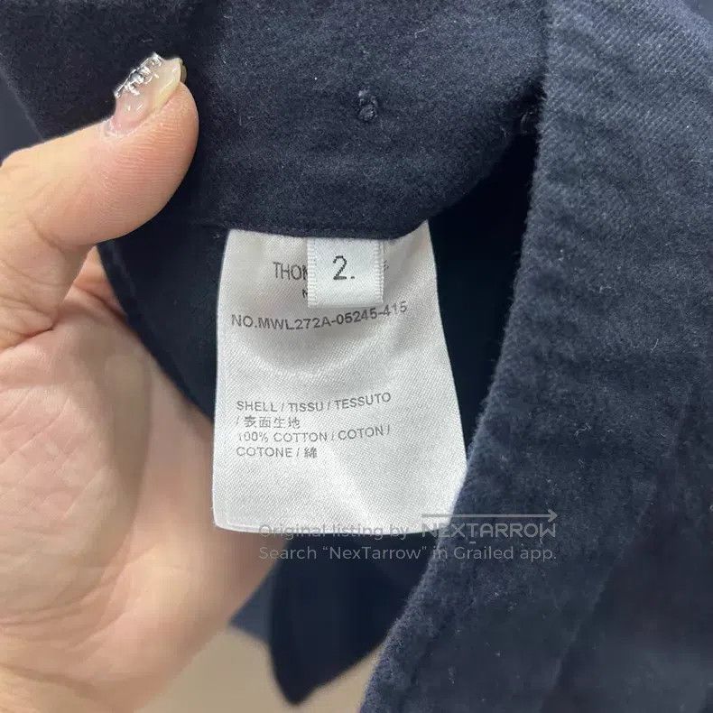 Thom Browne Thom Browne Navy Blue Four-Stripe Logo Shirt Size US M / EU 48-50 / 2 - 5 Thumbnail