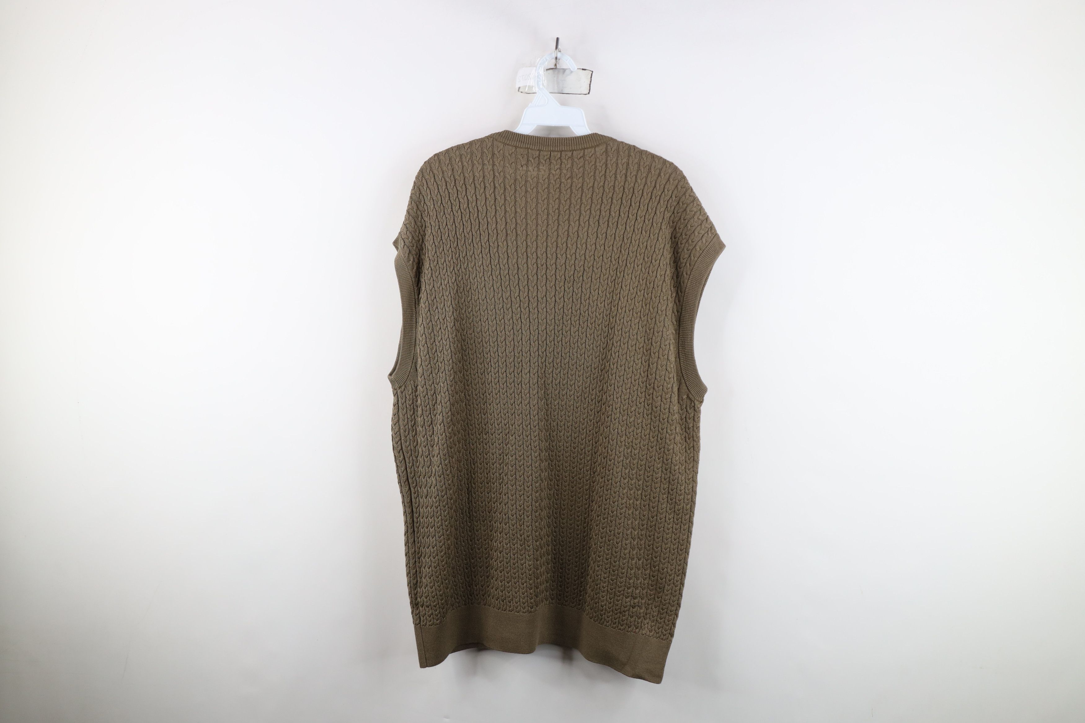 Vintage Vintage 90s Streetwear Cable Knit Sweater Vest Brown USA Size US XXL / EU 58 / 5 - 8 Thumbnail