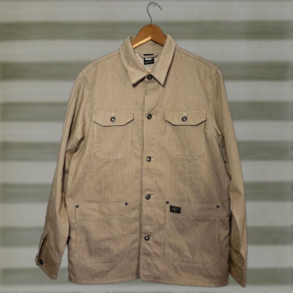 Nike Nike Vintage Men’s Jacket Skateboarding 6.0 Chore Sample Sz M Beige Striped Mid-Length Button Pocketed Size US M / EU 48-50 / 2 - 1 Thumbnail