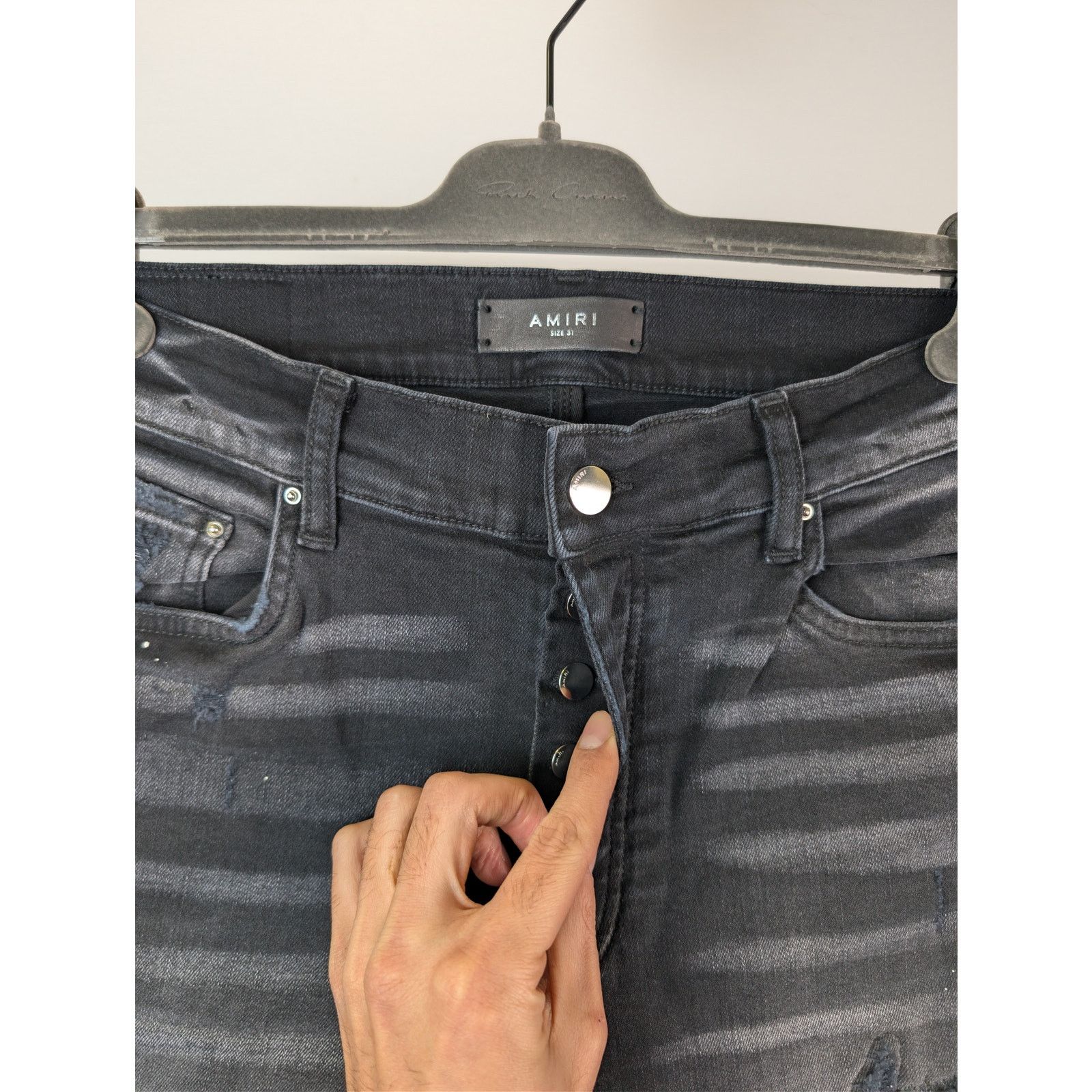 Amiri o1rshd1 MX1 Plaid Denim Jeans in Aged Black Size US 31 - 7 Thumbnail
