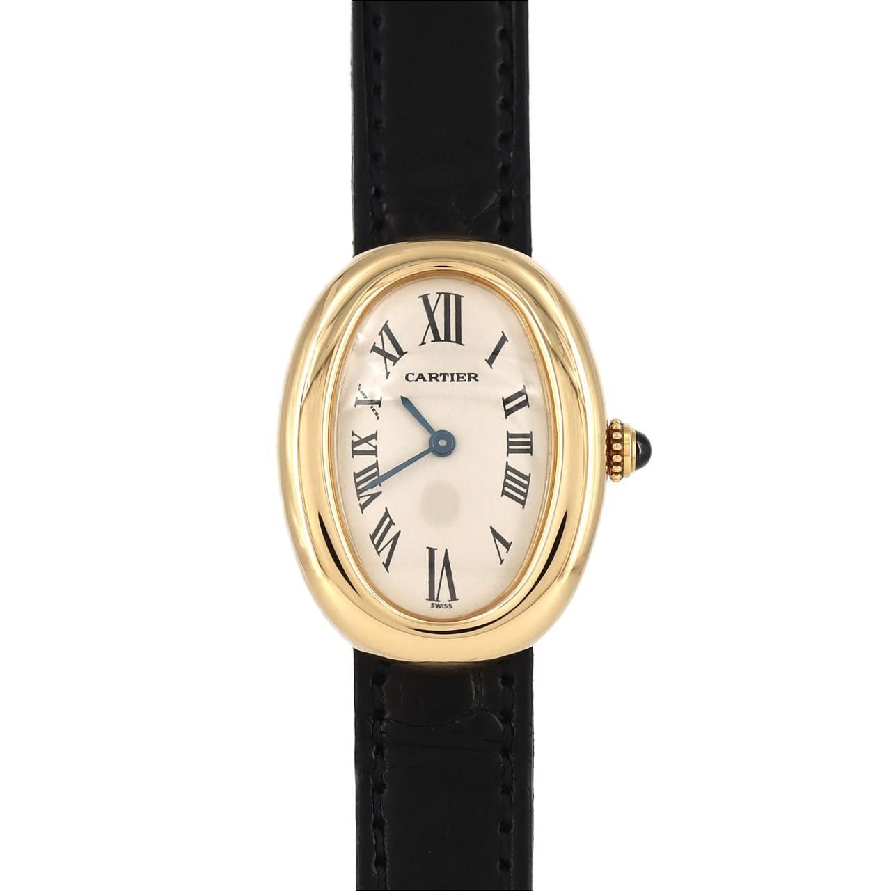 Cartier Cartier Baignoire Au750 Calfskin Quartz W1506056 DUTY FREE for USA