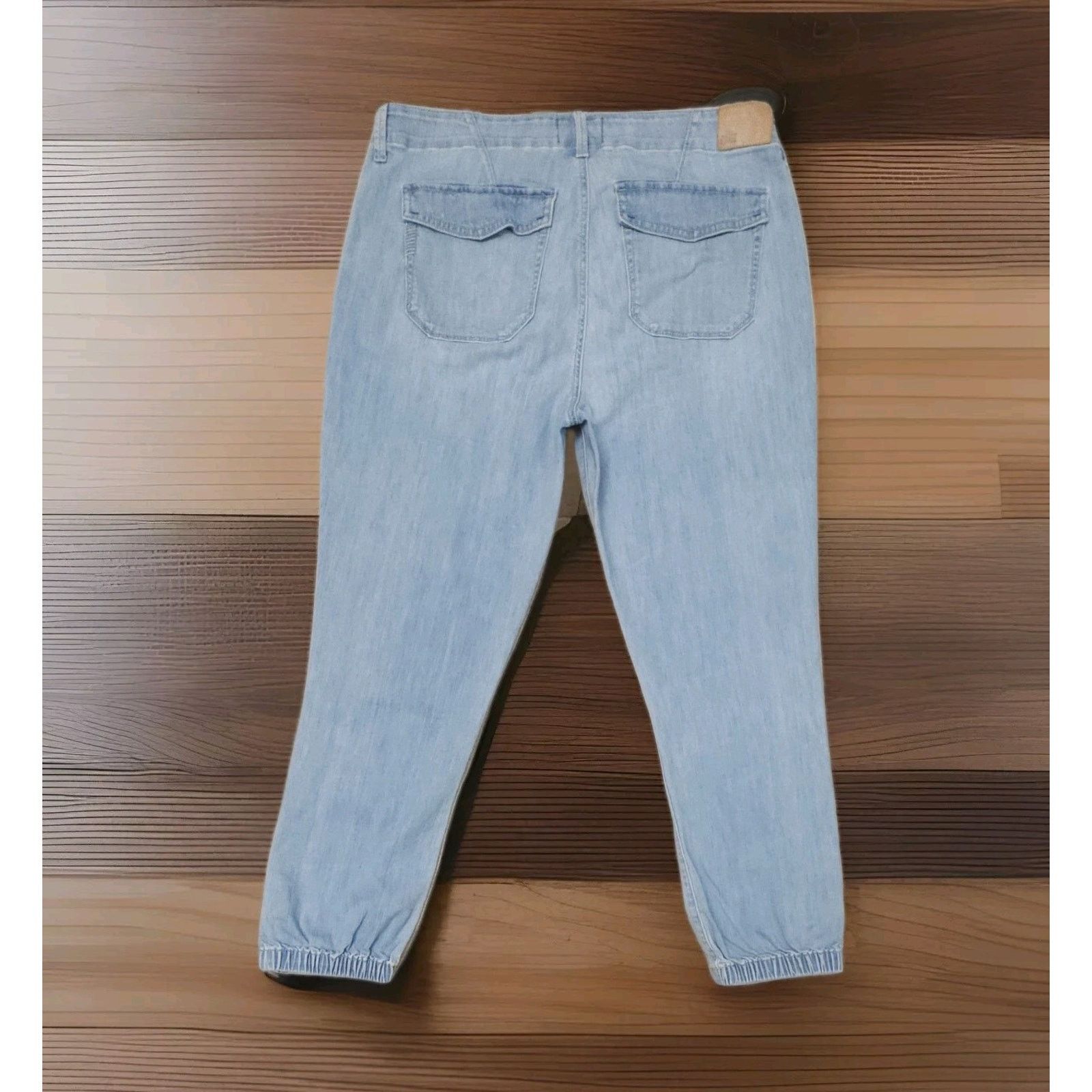 Paige Paige Mayslie High-Rise Denim Joggers Light Wash Zip Hems Size 31" - 3 Thumbnail