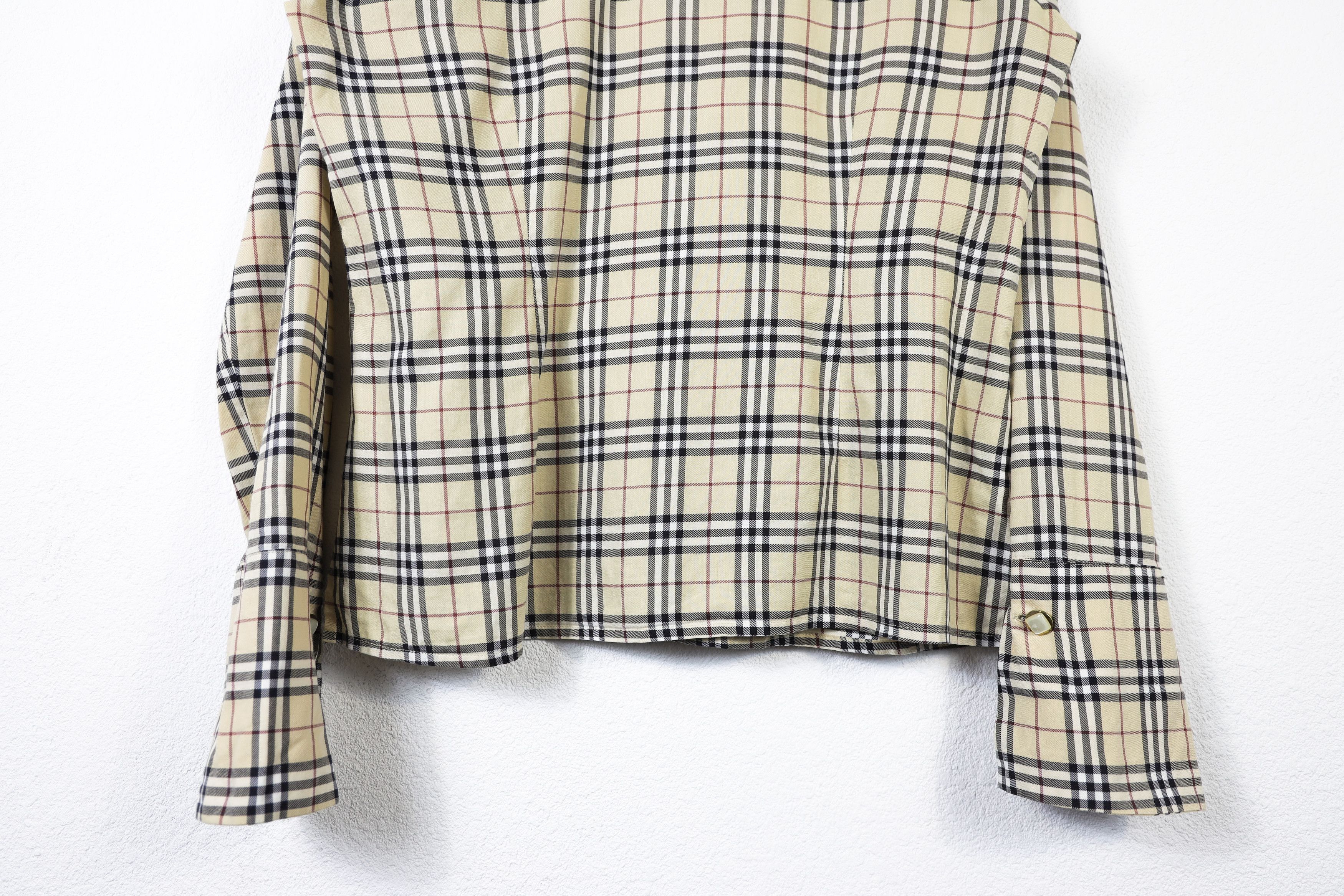 Burberry × Vintage Womens Burberry Vintage Beige Nova Check Cufflinks Shirt Size L / US 10 / IT 46 - 11 Thumbnail