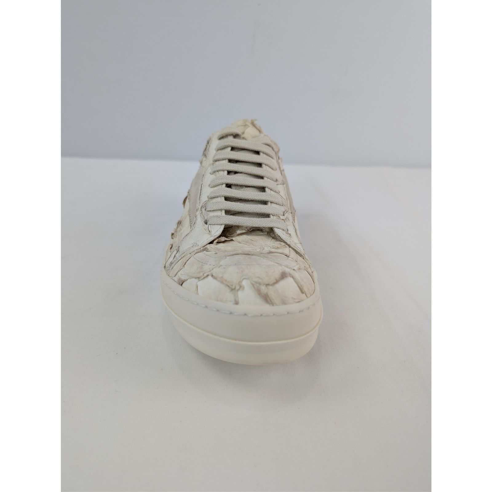 Rick Owens o1rshd1 Leather Vintage Sneakers in Natural / Milk / Milk Size US 7 / EU 40 - 14 Thumbnail