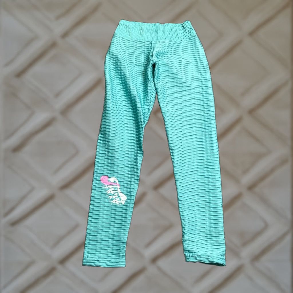 Vintage Thirst Trap Leggings Womens M Green Textured Compression Fit Athletic Skinny Pull On Inseam 27.5 in Dress: Leggings? Size 32" / US 10 / IT 46 - 1 Thumbnail