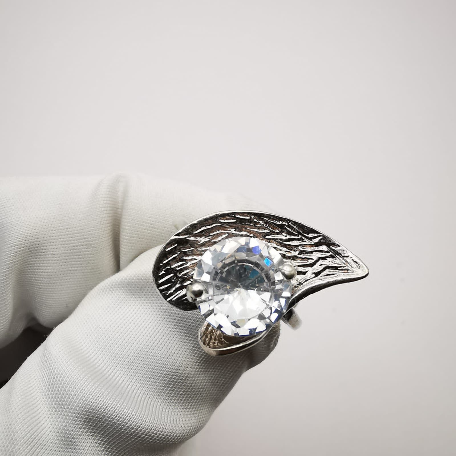 Vintage Vintage 925 Sterling Silver Ring Cubic Zirconia 4,7 g Size ONE SIZE - 3 Thumbnail