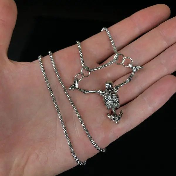 Jewelry Skeleton Skull Necklace Punk Chain Size ONE SIZE - 2 Thumbnail