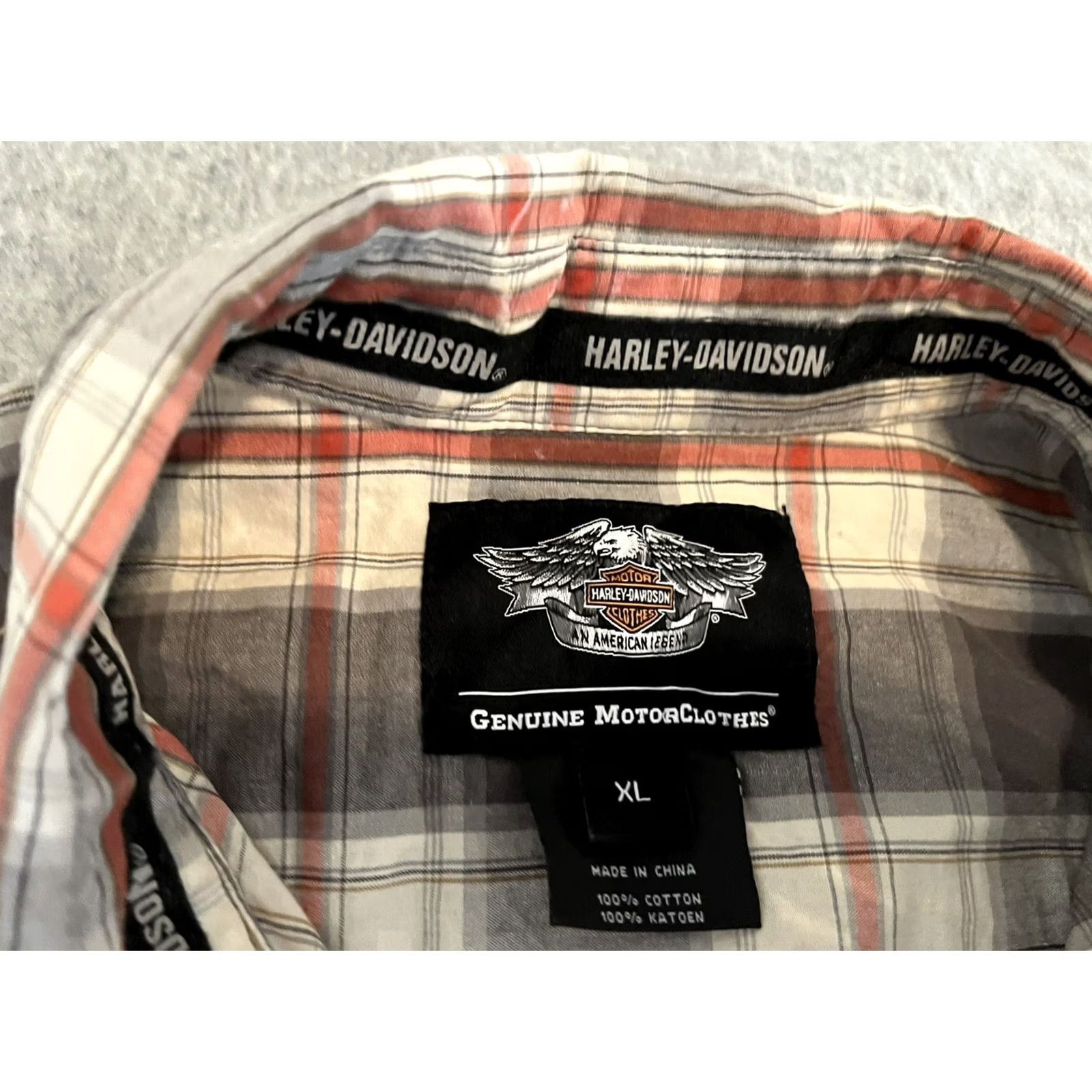 Harley Davidson Harley-Davidson Short Sleeve Plaid Shirt Mens XL Embroidered Cotton Button-Up Size US XL / EU 56 / 4 - 2 Thumbnail