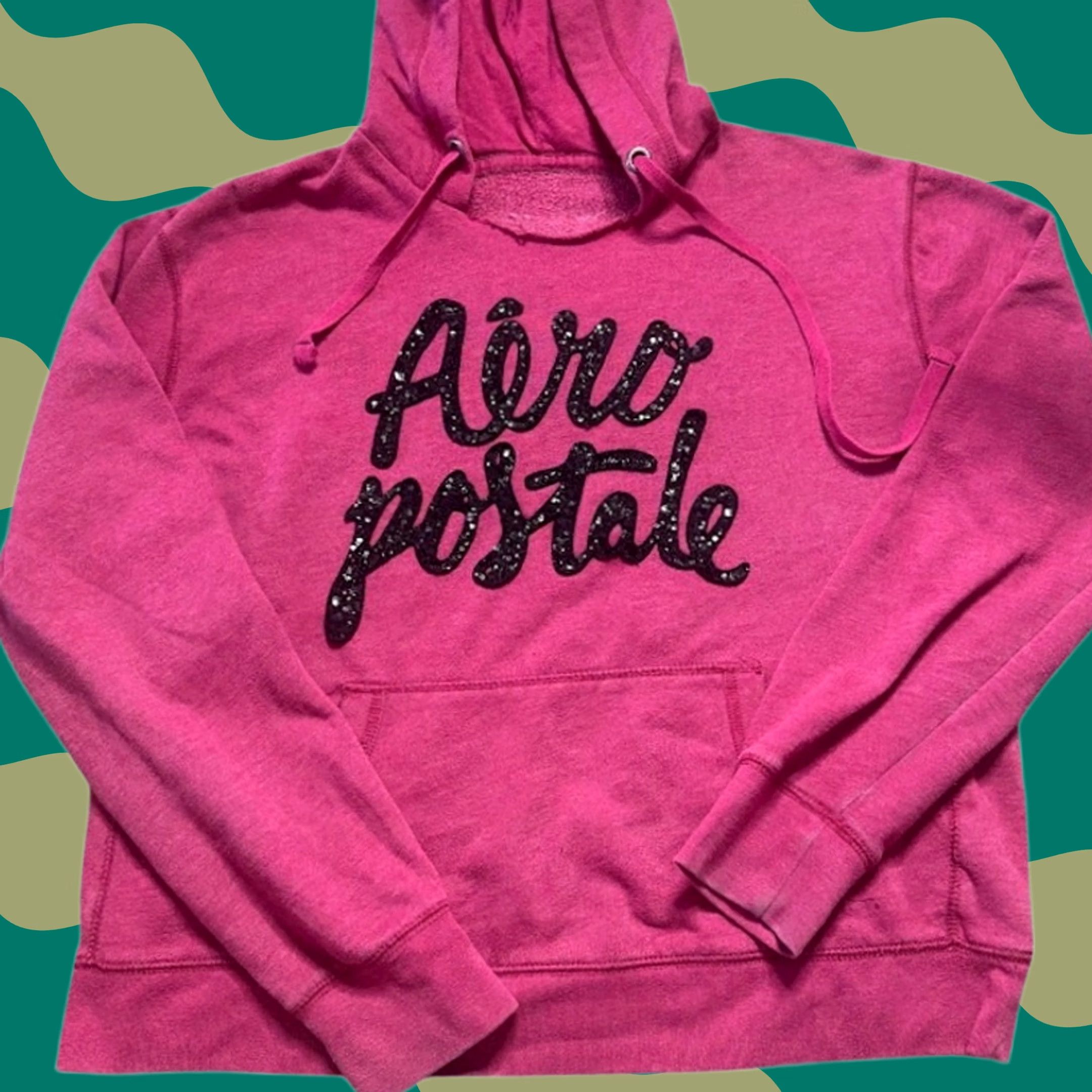 Vintage VINTAGE Aeropostale Sequin Barbiecore Pink Graphic Pullover Hoodie Women S Size S / US 4 / IT 40 - 1 Thumbnail