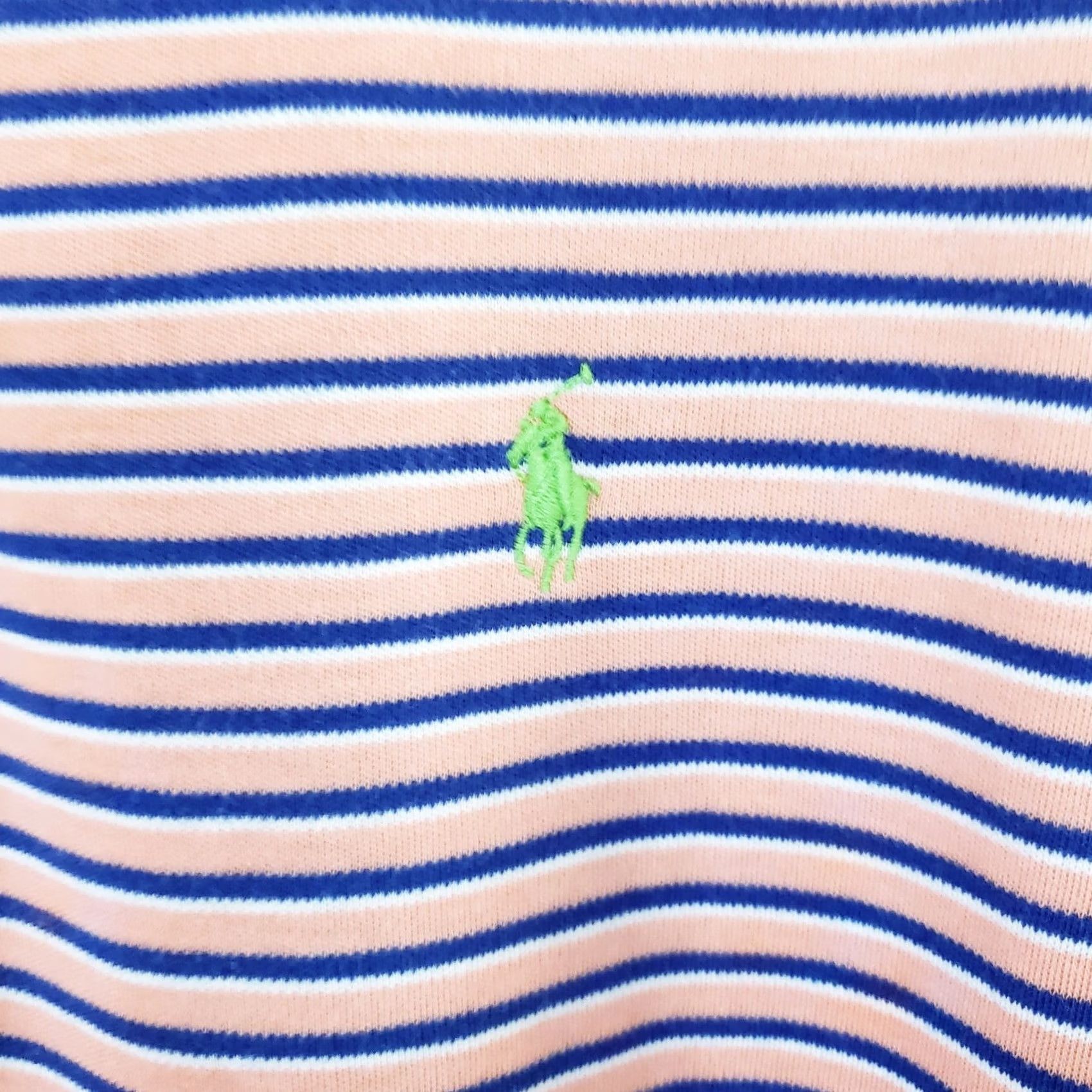 Polo Ralph Lauren Polo Ralph Lauren Polo Shirt XL Mens Coral Blue Striped Green Pony 100% Cotton Size US XL / EU 56 / 4 - 5 Thumbnail
