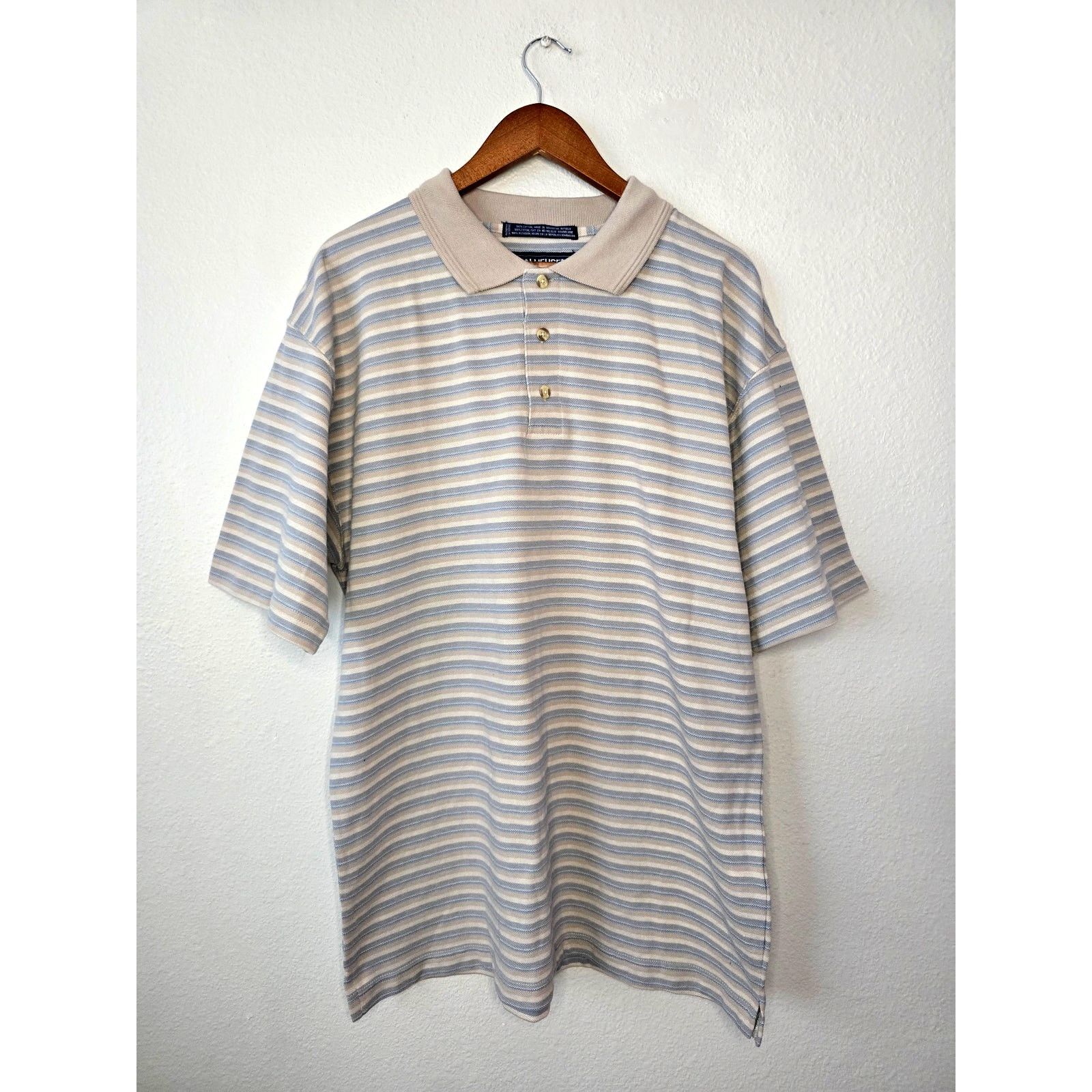 Van Heusen Vintage Van Heusen Polo Striped Beige XL Over Easy Shirt Size US XL / EU 56 / 4 - 1 Thumbnail