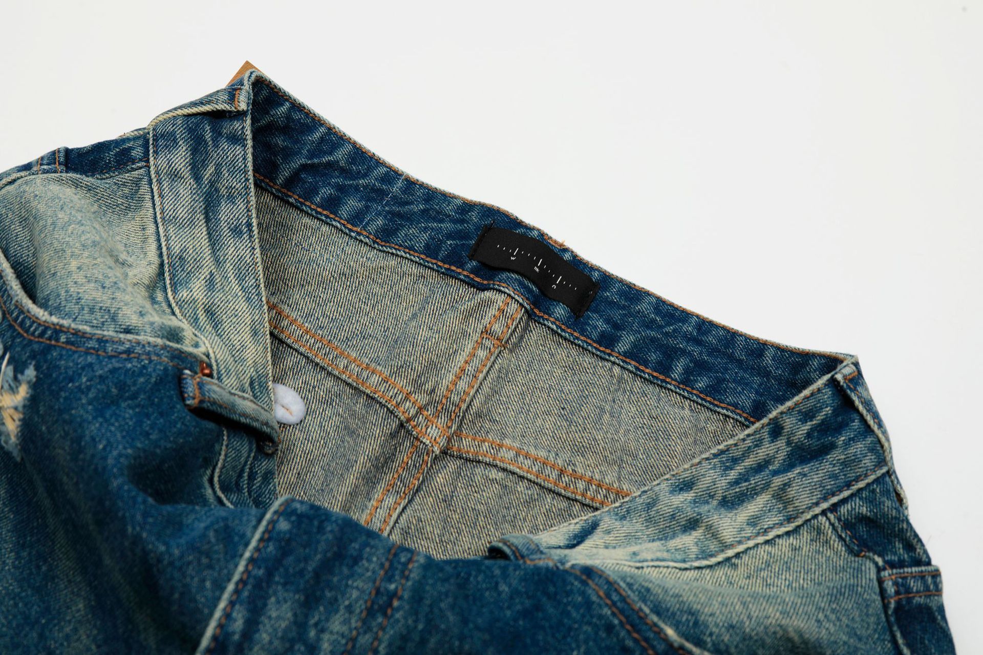 Jean Men's gradient loose straight casual washed ripped jeans Size US 32 / EU 48 - 4 Thumbnail