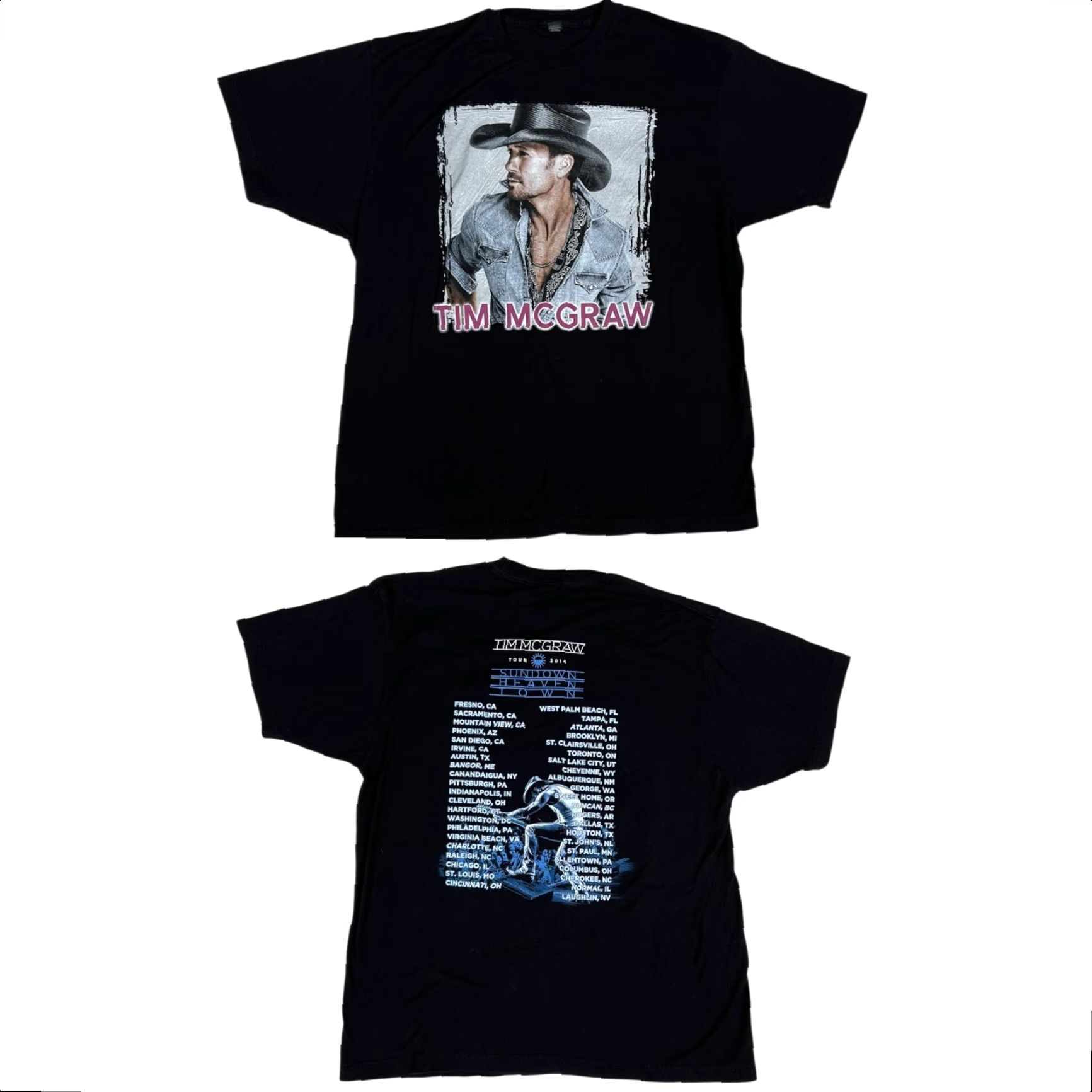 Vintage TIM MCGRAW Shirt Mens XL Black Sundown Heaven Town Tour 2014 Country Concert Shirt Size US XL / EU 56 / 4 - 2 Thumbnail