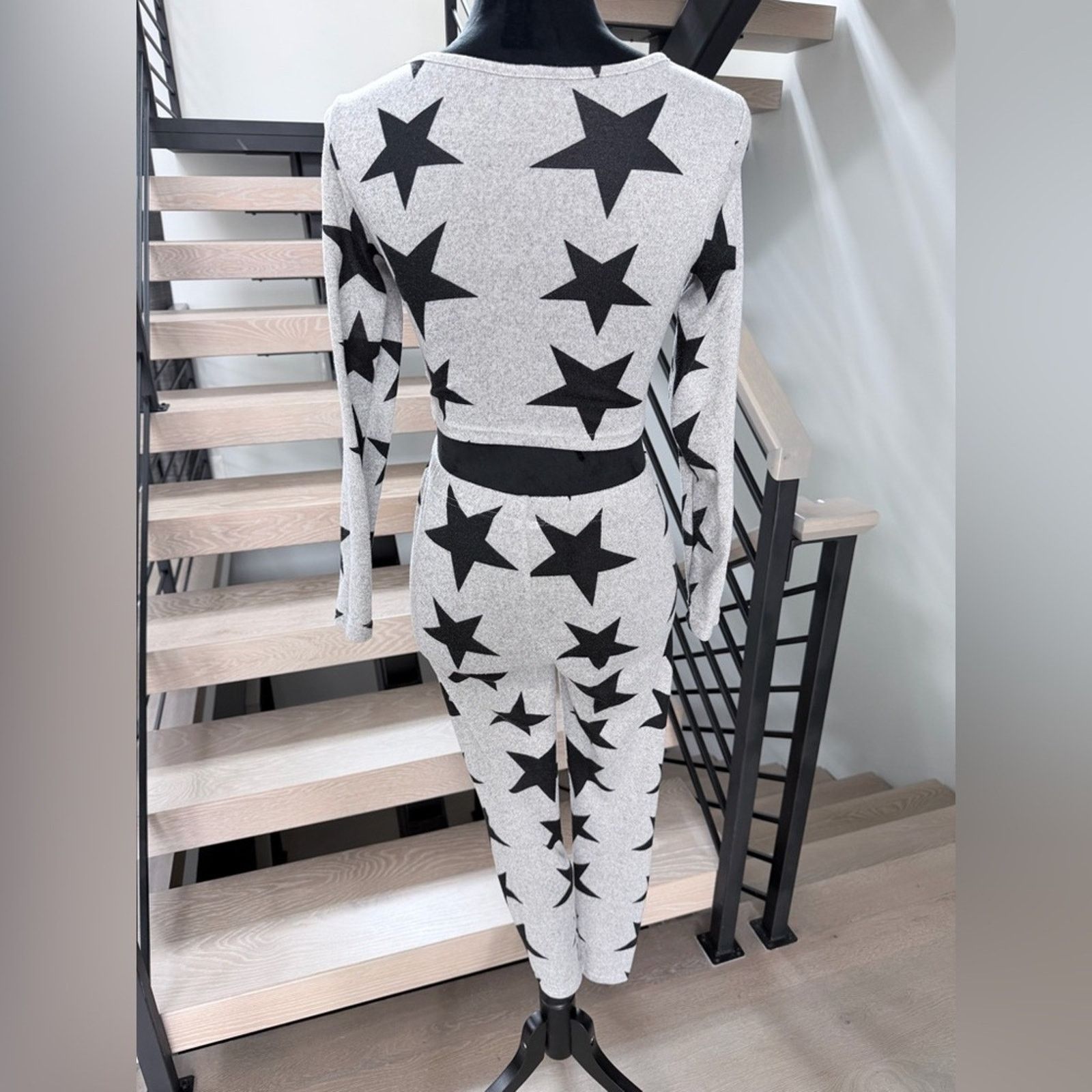 Other New Y2K Grey Black Star Patterned Matching piece w Leggings Size 26" / US 2 / IT 38 - 5 Thumbnail