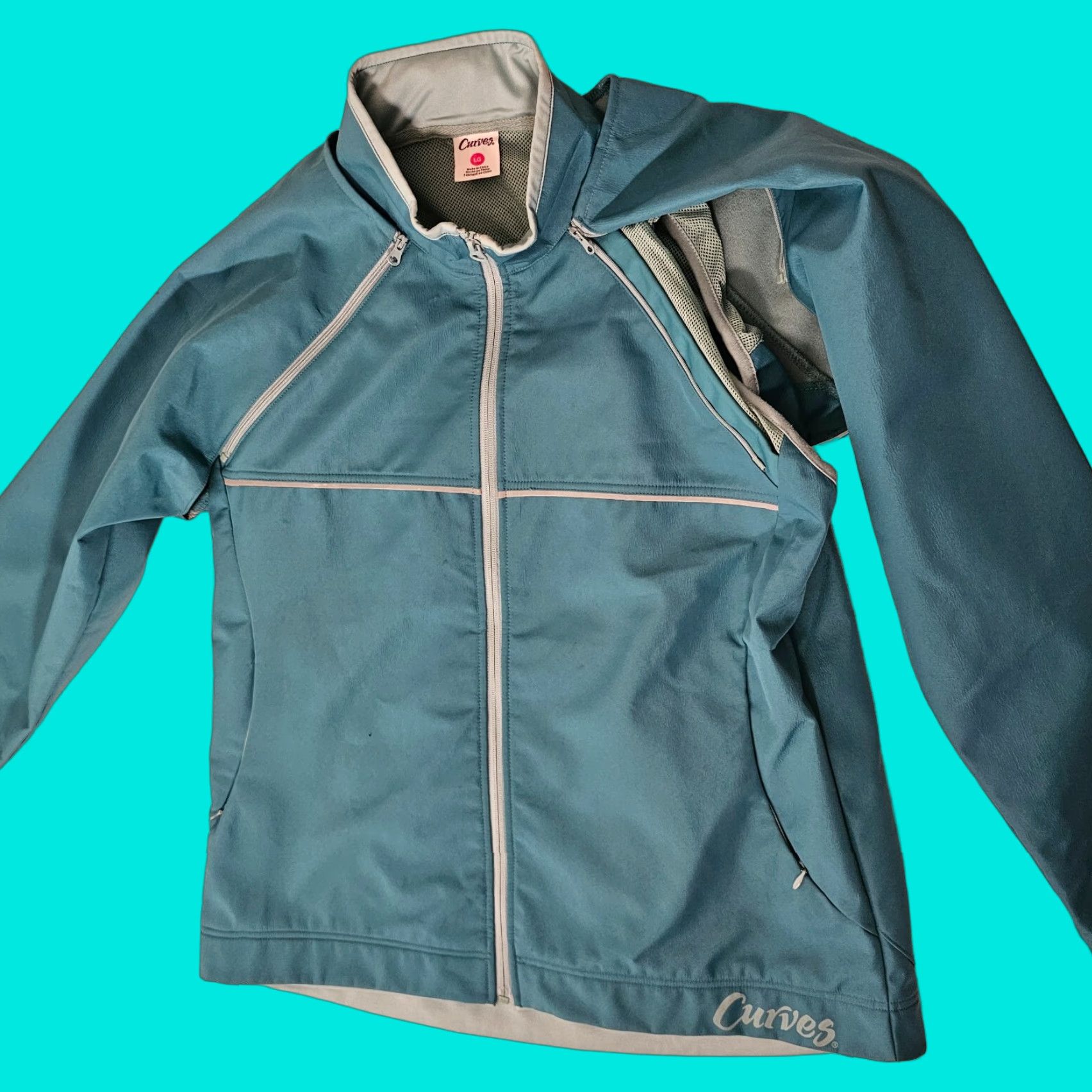 Altea Curves Jacket Size Large Teal Reflective Trim Lightweight Zip Vented Pockets Size M / US 6-8 / IT 42-44 - 1 Thumbnail