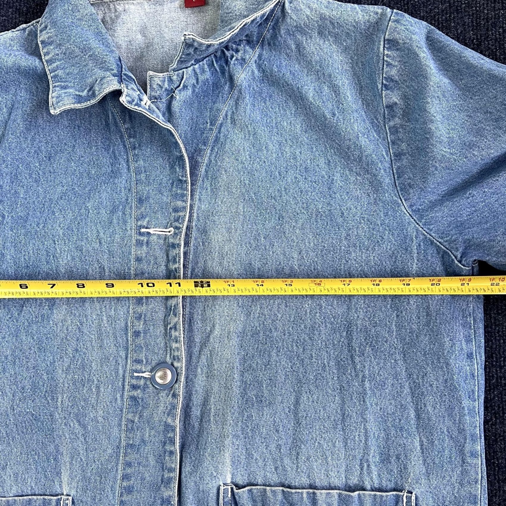 Tudor VINTAGE Tudor Court Jacket Womens Large Blue Denim Floral Embroidered Choir Coat Size L / US 10 / IT 46 - 7 Thumbnail