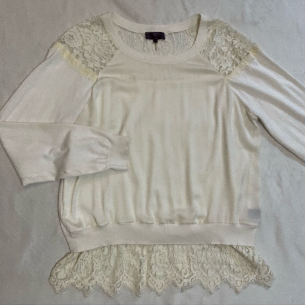 Other Hale Bob Ivory Mixed Media Lace Knit Long Sleeve Sweater Si Size L / US 10 / IT 46 - 5 Thumbnail