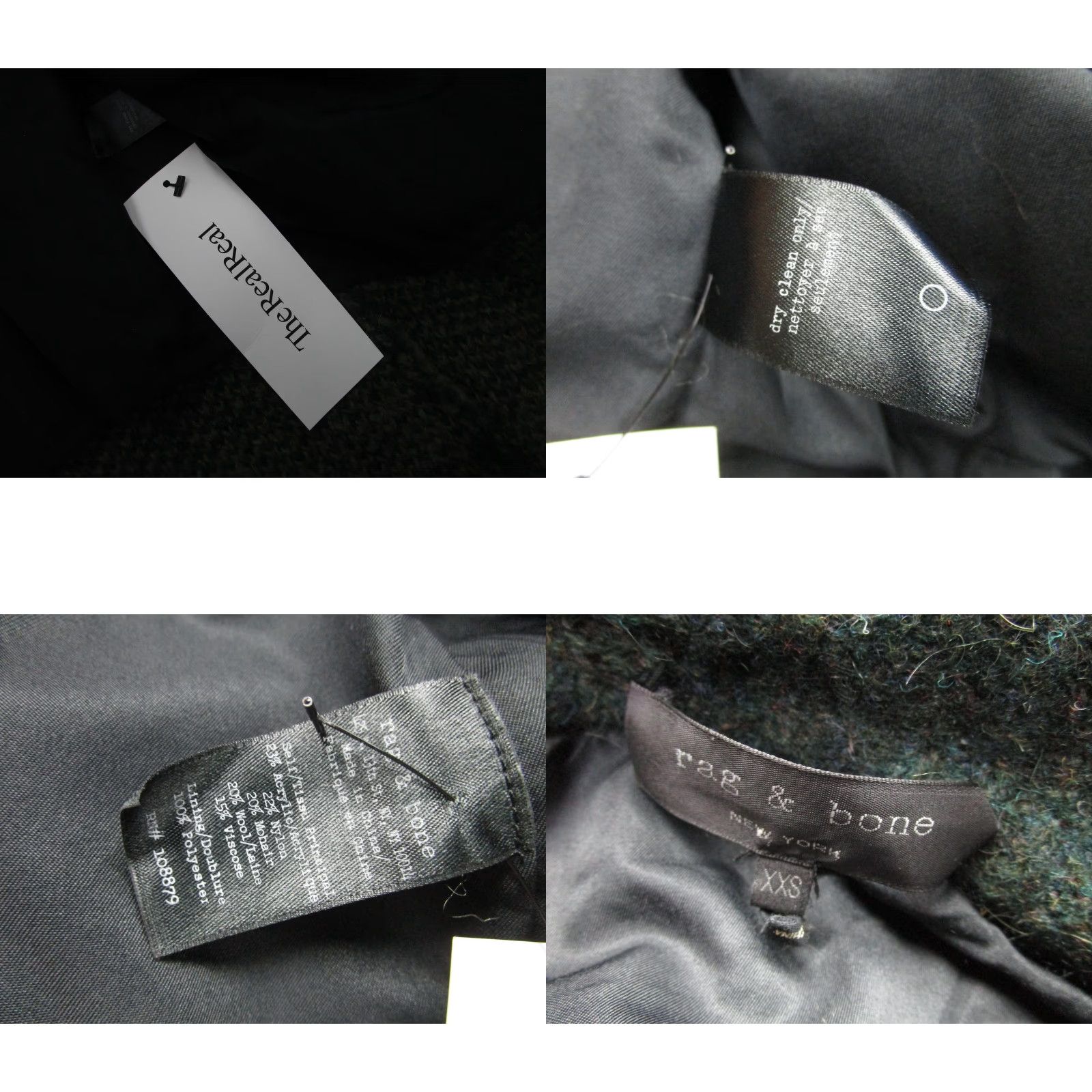 Rag & Bone VINTAGE? No. Rag & Bone Coat Womens XXS Green Mohair Check Zip Front Lined Pockets Overcoat Size XXS / US 00 / IT 34 - 8 Thumbnail