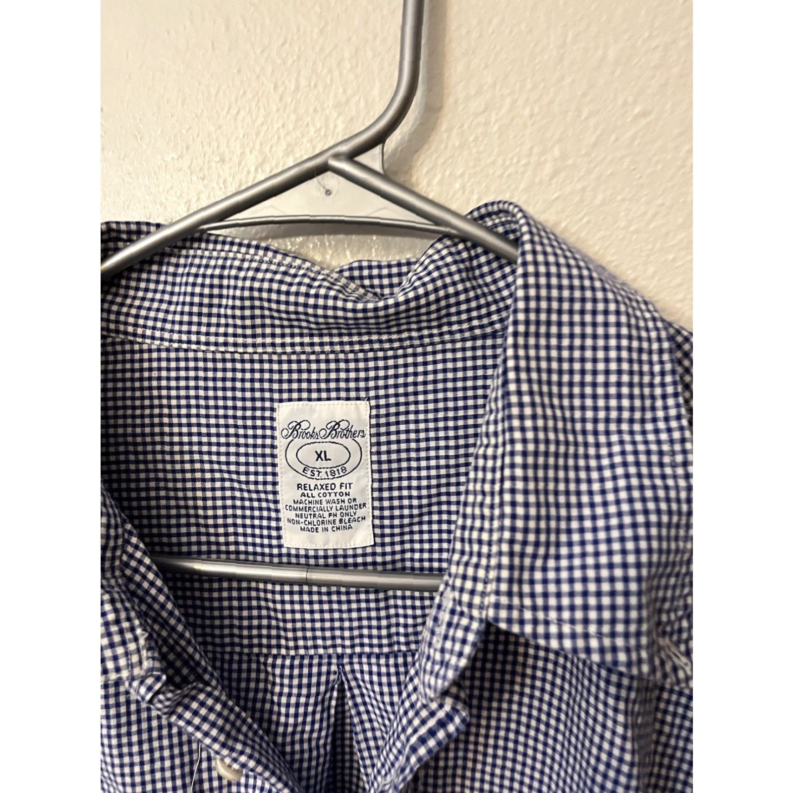 Brooks Brothers VINTAGE Brooks Brothers Relaxed Fit Shirt Mens Blue White Gingham Plaid Check XL Dress Shirt Size US XL / EU 56 / 4 - 2 Thumbnail