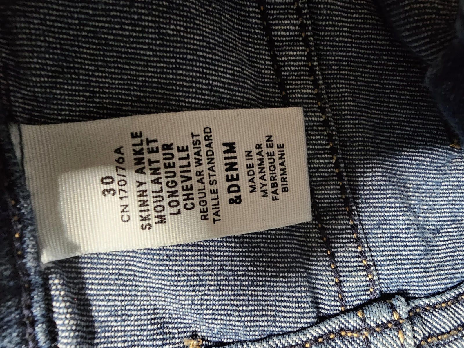 H&M &Denim by H&M Women Slim Jeans Size 30 Skinny Ankle Size 30" / US 8 / IT 44 - 3 Thumbnail