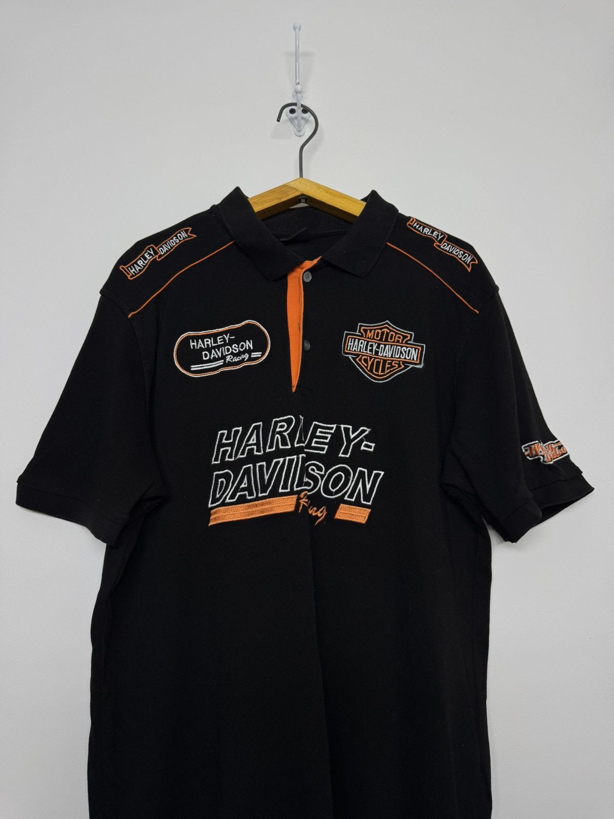 Harley Davidson Vintage Harley Davidson Motorcycle Sleeve Polo Shirt Size US XL / EU 56 / 4 - 1 Thumbnail