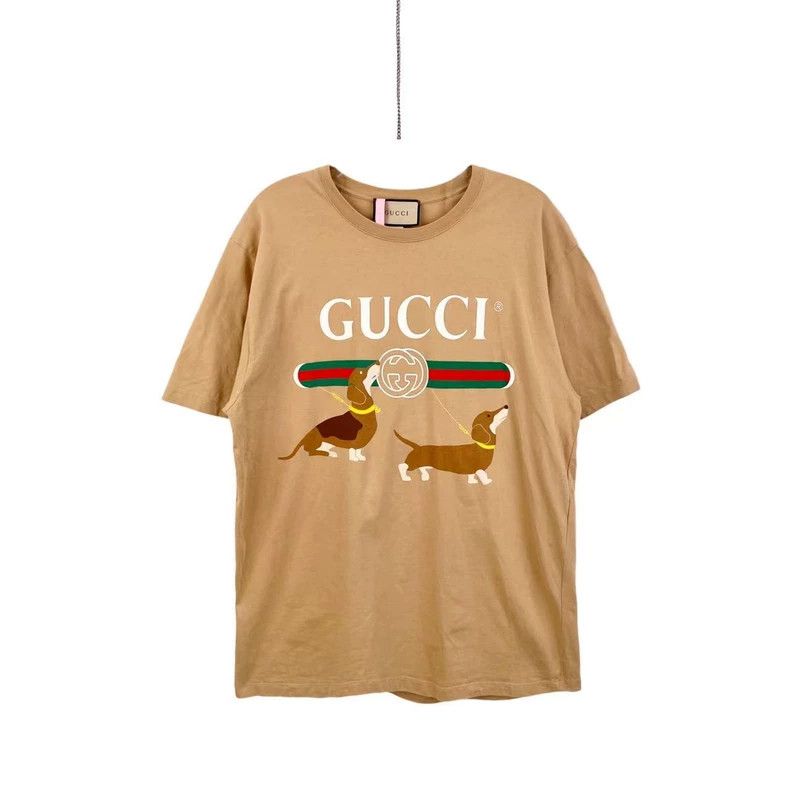 Gucci Gucci Khaki Dog Logo Short Sleeve T-Shirt Size US XL / EU 56 / 4 - 1 Thumbnail