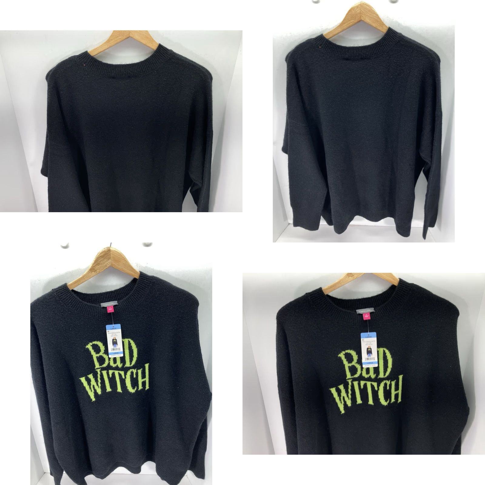 Vince Camuto Vince Camuto Sweater Women's L Black Bad Witch Wicked Halloween Pullover NWT Crew Neck Oversized Shirt curr Size L / US 10 / IT 46 - 9 Thumbnail