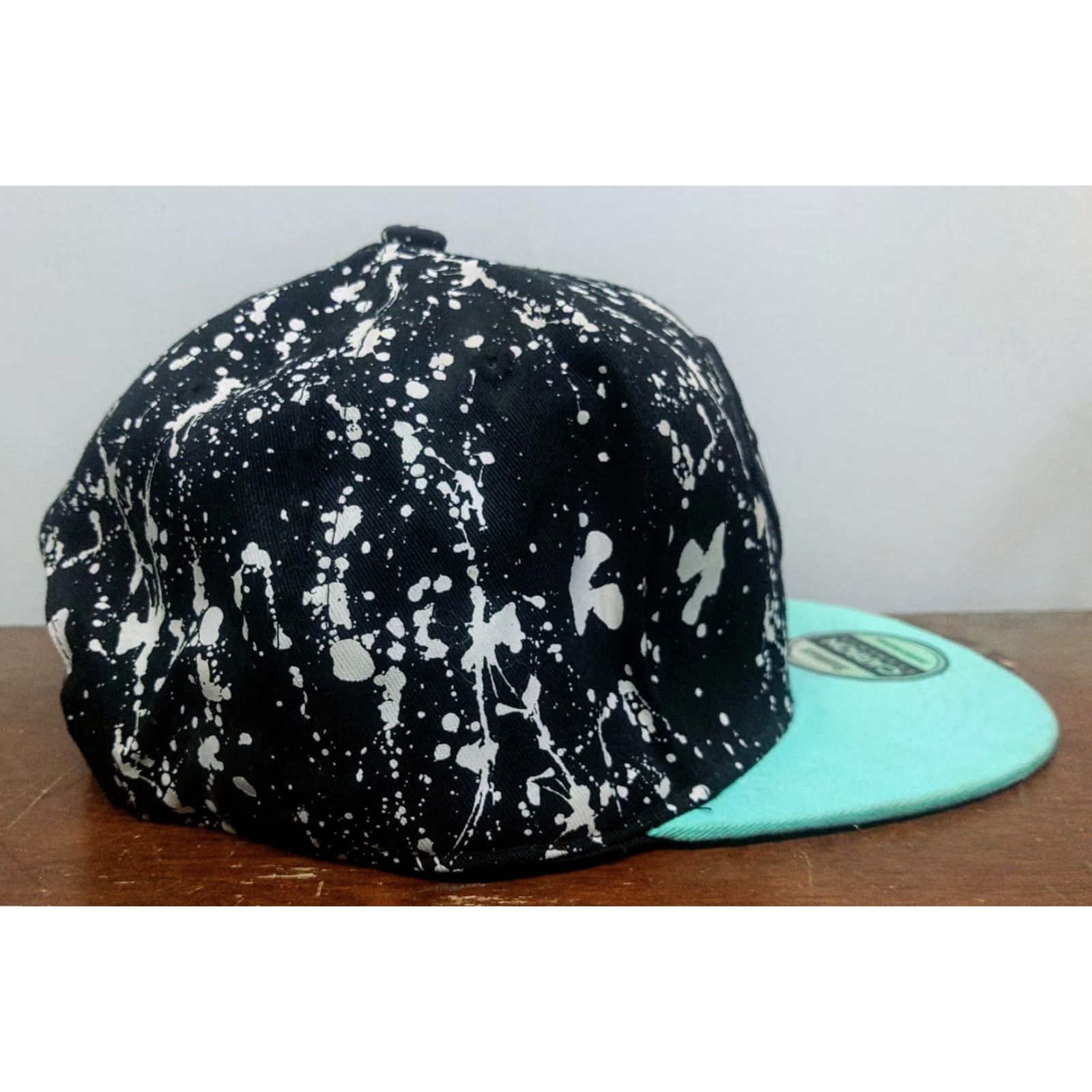 Carbon Diamond Carbon Elements Paint Splatter Snapback Hat Cap Black Turquoise Multicolor Adjustable Canvas Cotton Logo Dad Outdoor Retro Men Women Cap Size ONE SIZE - 4 Thumbnail