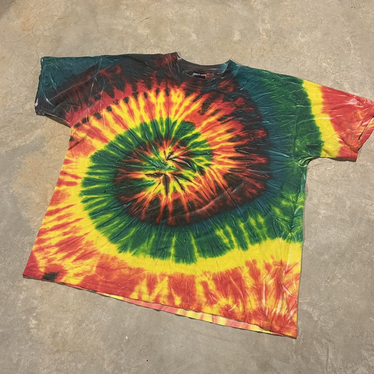 Vintage Vintage 1990s Tie Dye Baggy Oversized Tee Essential Rainbow Size US XXL / EU 58 / 5 - 2 Thumbnail