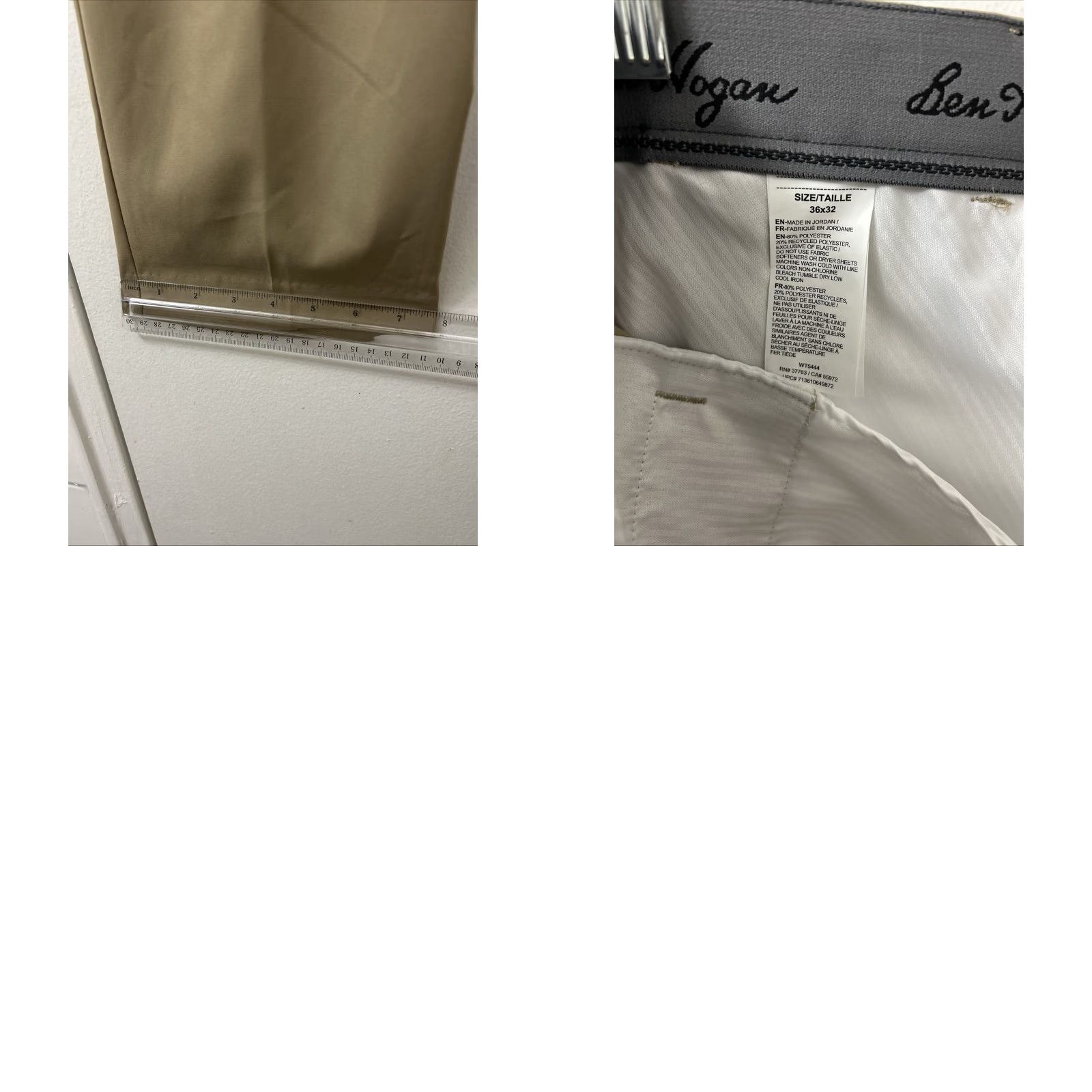 Hogan Ben Hogan Performance Pants Mens 36x32 Tan Khakis UPF50 Moisture Wicking Stretch NWT Hat? Size US 36 / EU 52 - 9 Thumbnail