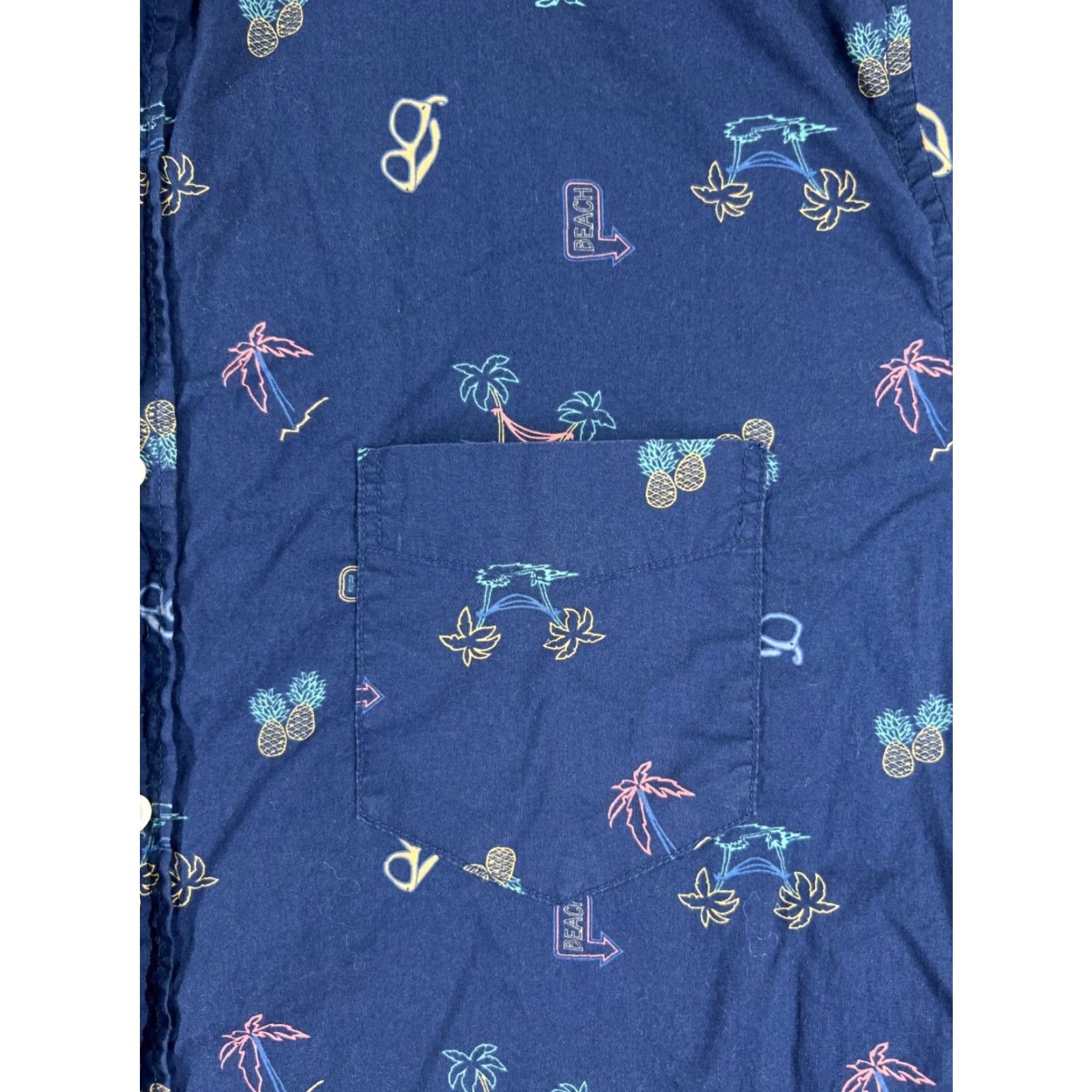 Aeropostale Aeropostale Shirt Adult Extra Large Blue Pineapple Palm Tree All Over Print Cott Button-Up Size US XL / EU 56 / 4 - 3 Thumbnail